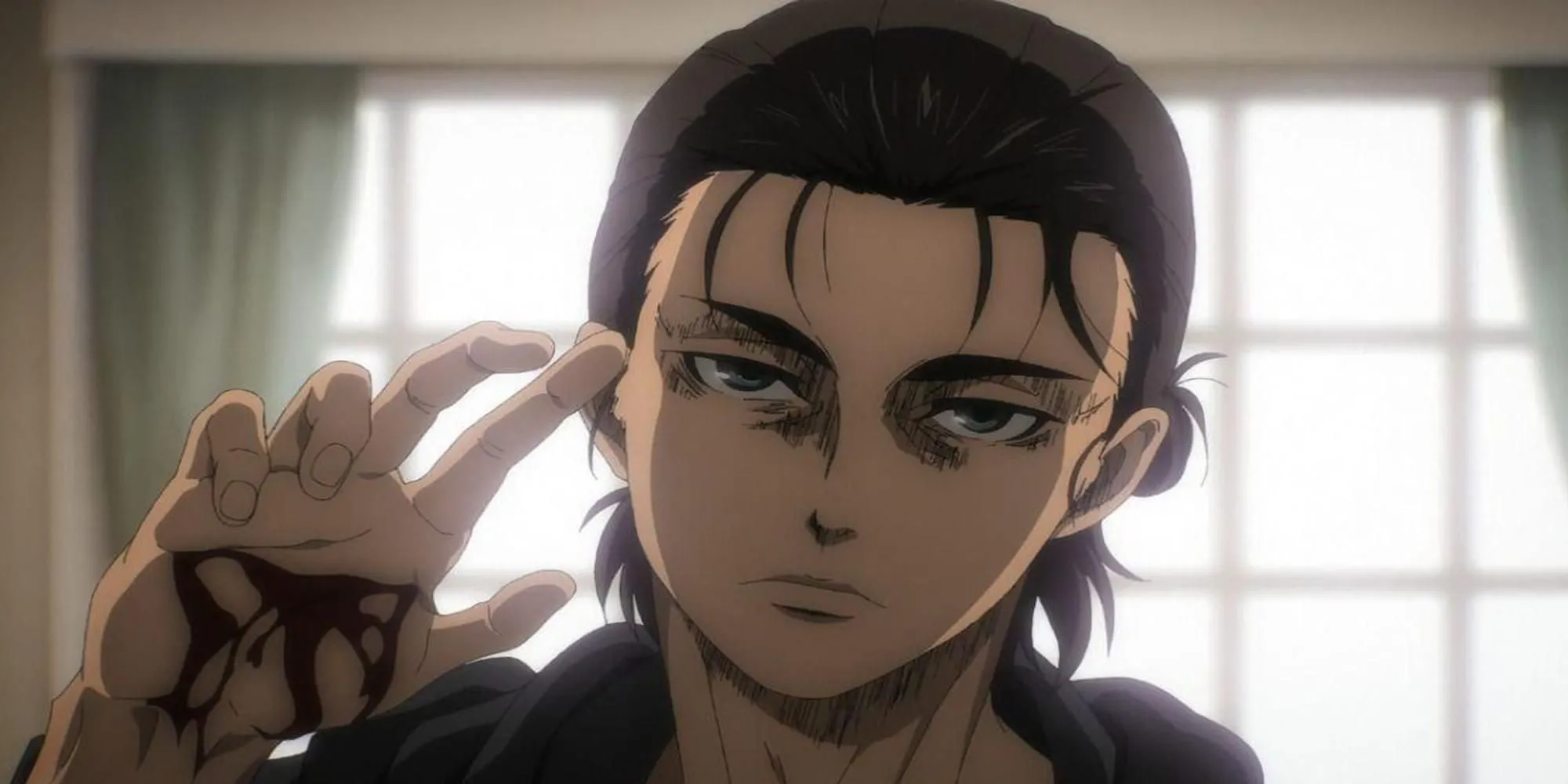 Eren Yeager từ Attack on Titan với vẻ mặt quyết tâm