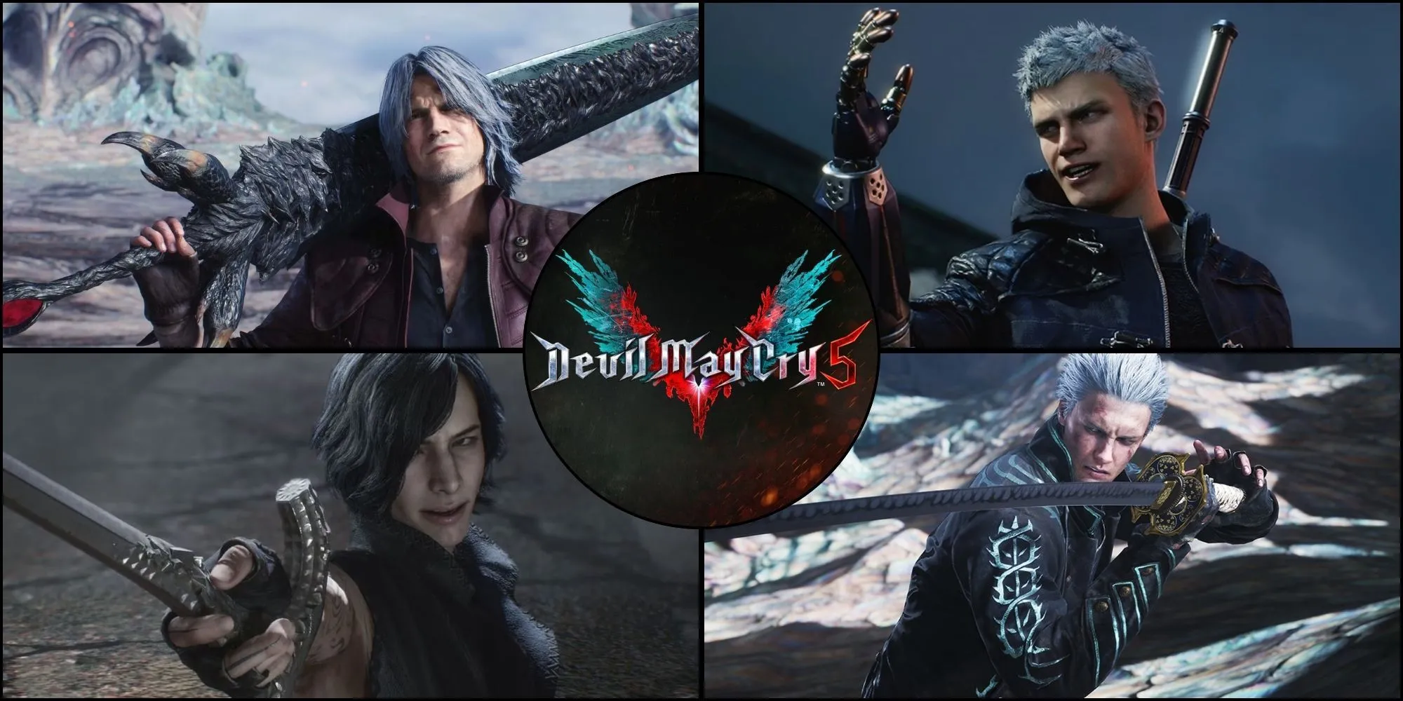 Hình ảnh các vũ khí trong Devil May Cry 5, liên quan đến phần thưởng khi đánh bại boss