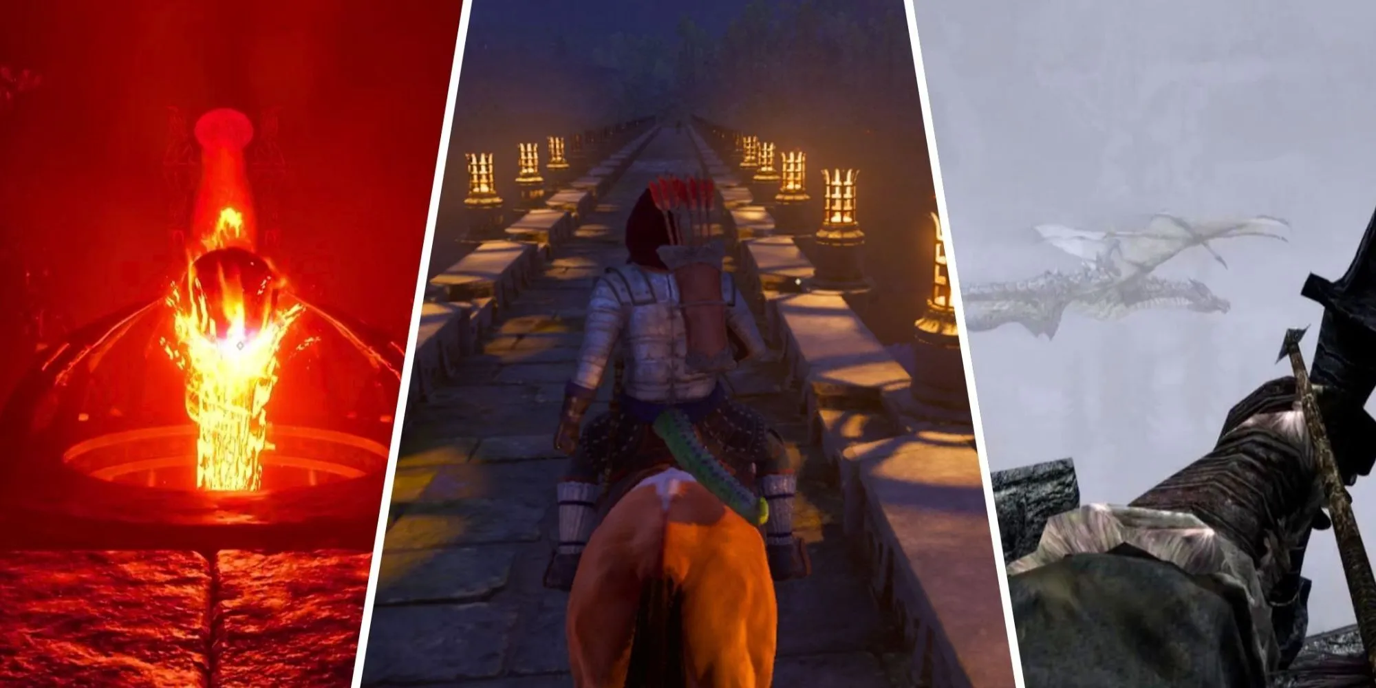 Hình ảnh so sánh cảnh game trong The Elder Scrolls IV Oblivion Remastered và Skyrim