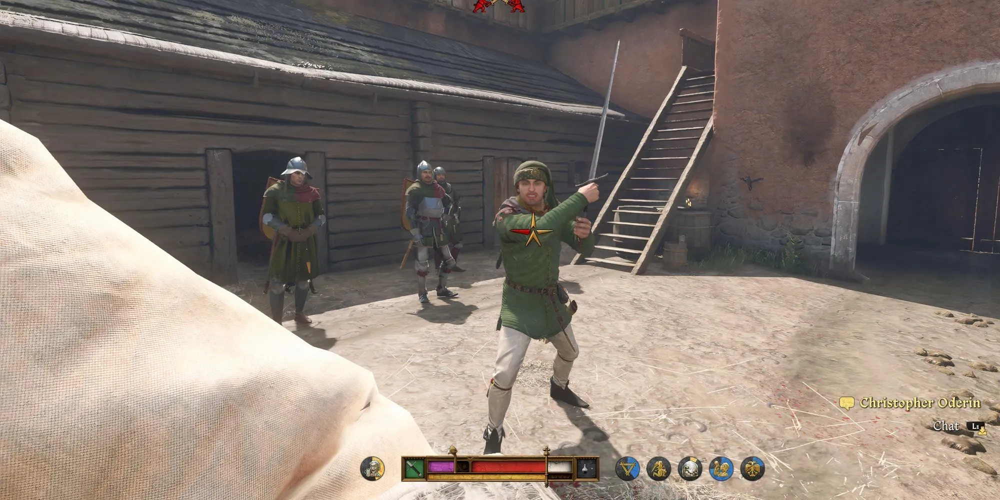 Nhân vật đấu kiếm trong bối cảnh trung cổ của Kingdom Come: Deliverance 2, minh họa lối chơi cận chiến chân thực