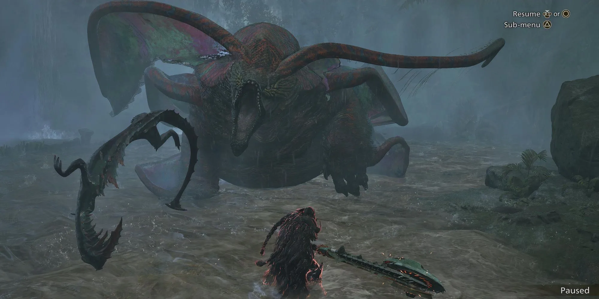 Quái vật Uth Duna khổng lồ trong Monster Hunter Wilds, thể hiện khía cạnh săn quái vật đặc trưng của game