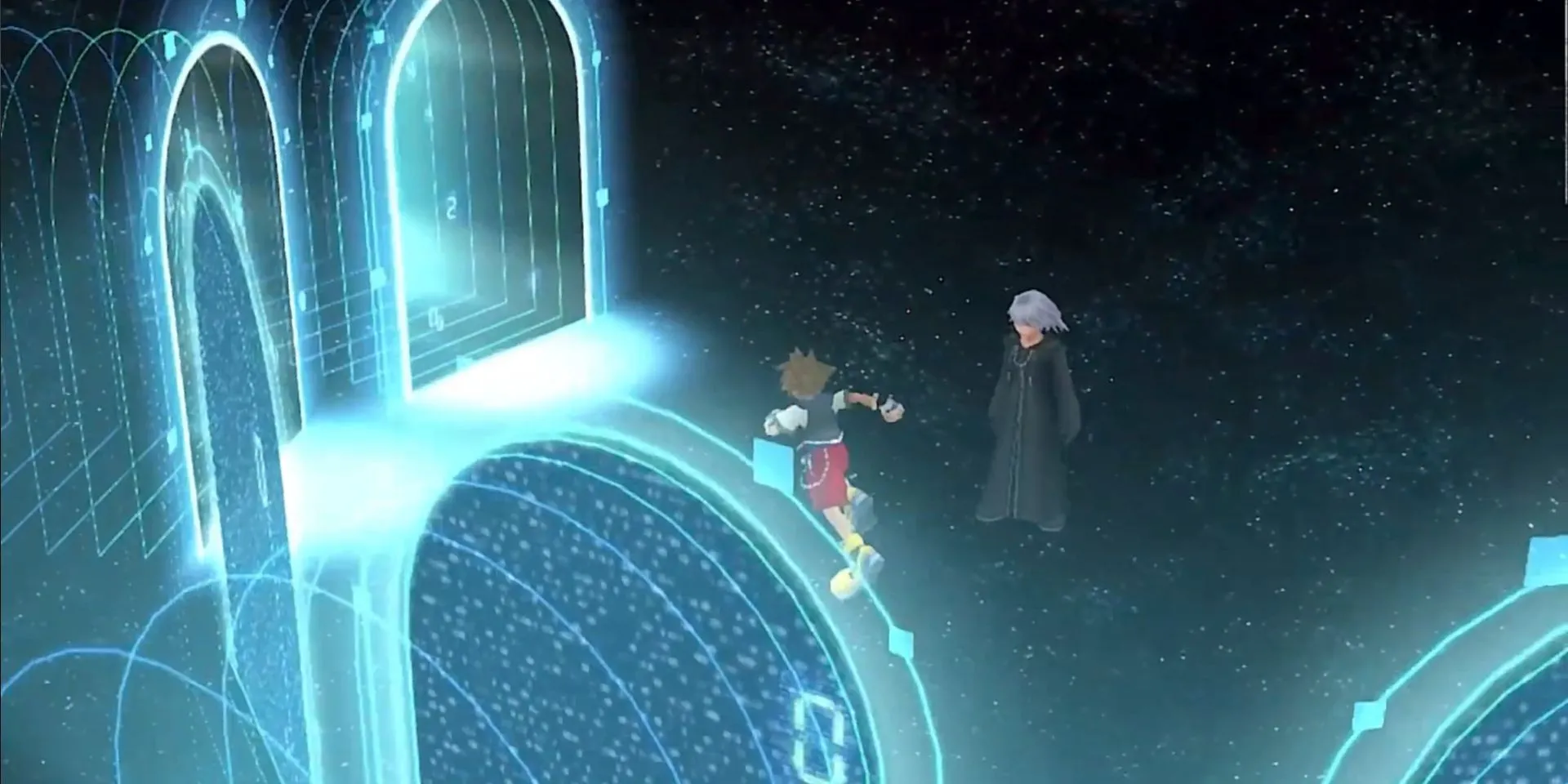 Thế giới Datascape trong Kingdom Hearts Re:Coded, giao diện kỹ thuật số lỗi thời