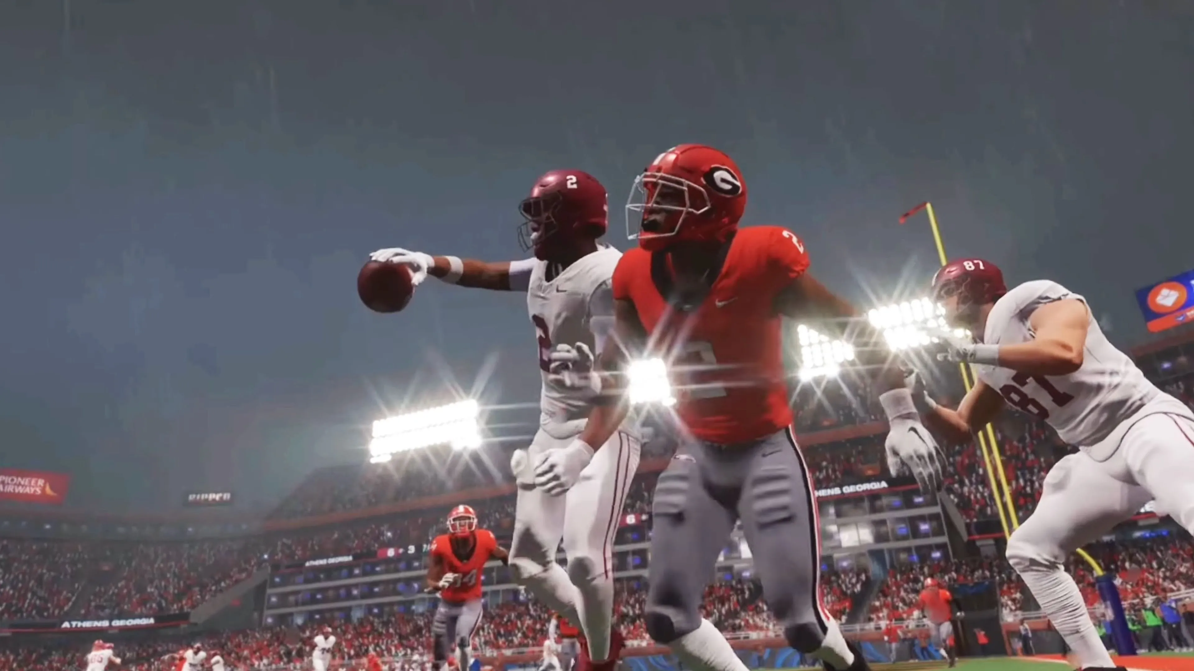 Ảnh chụp màn hình game College Football 26 pha ghi điểm (touchdown)