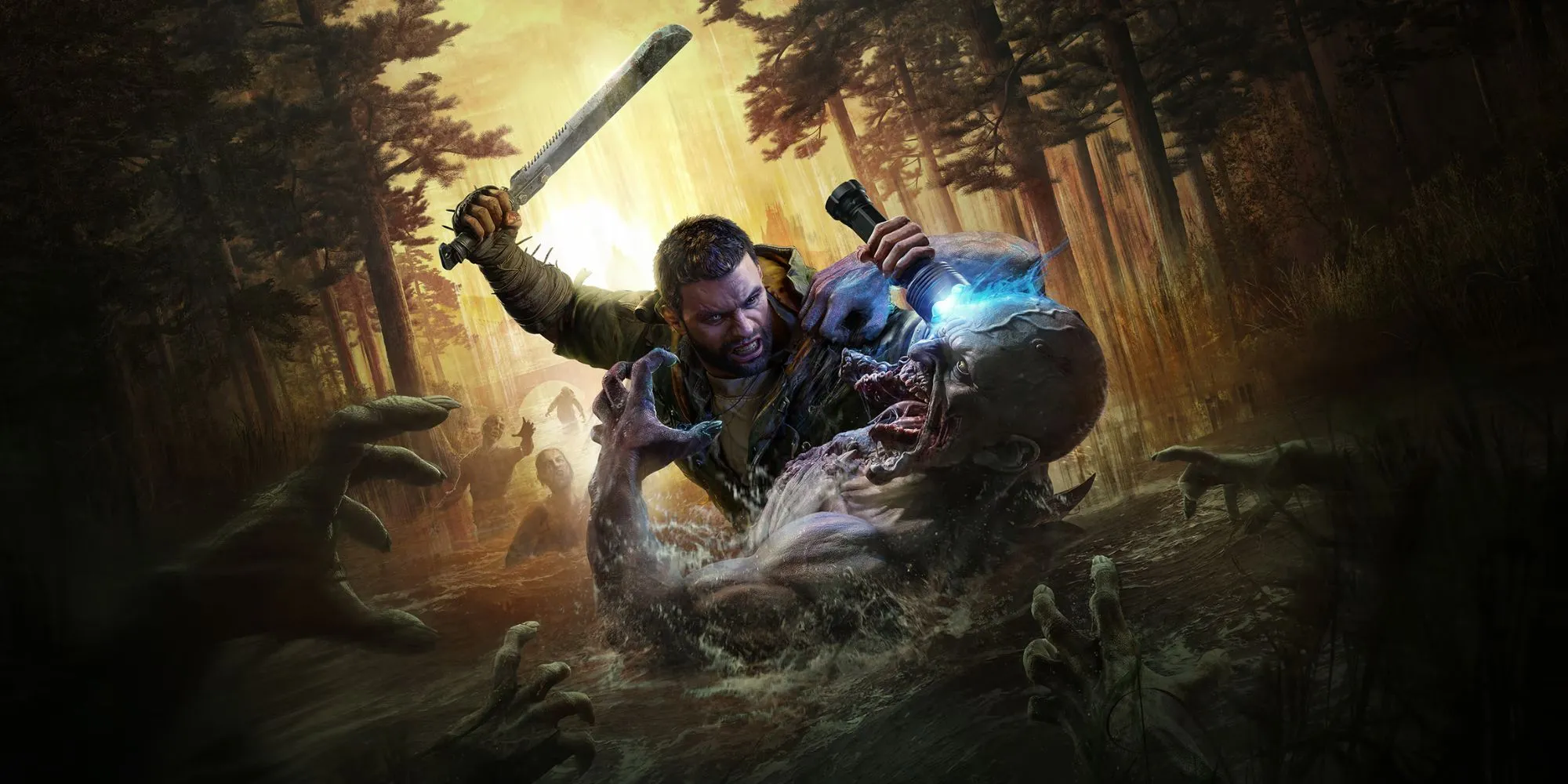 Bìa game Dying Light The Beast với hình ảnh nhân vật chính Kyle Crane đối mặt với nguy hiểm, cùng logo game và tông màu u tối, ấn tượng.