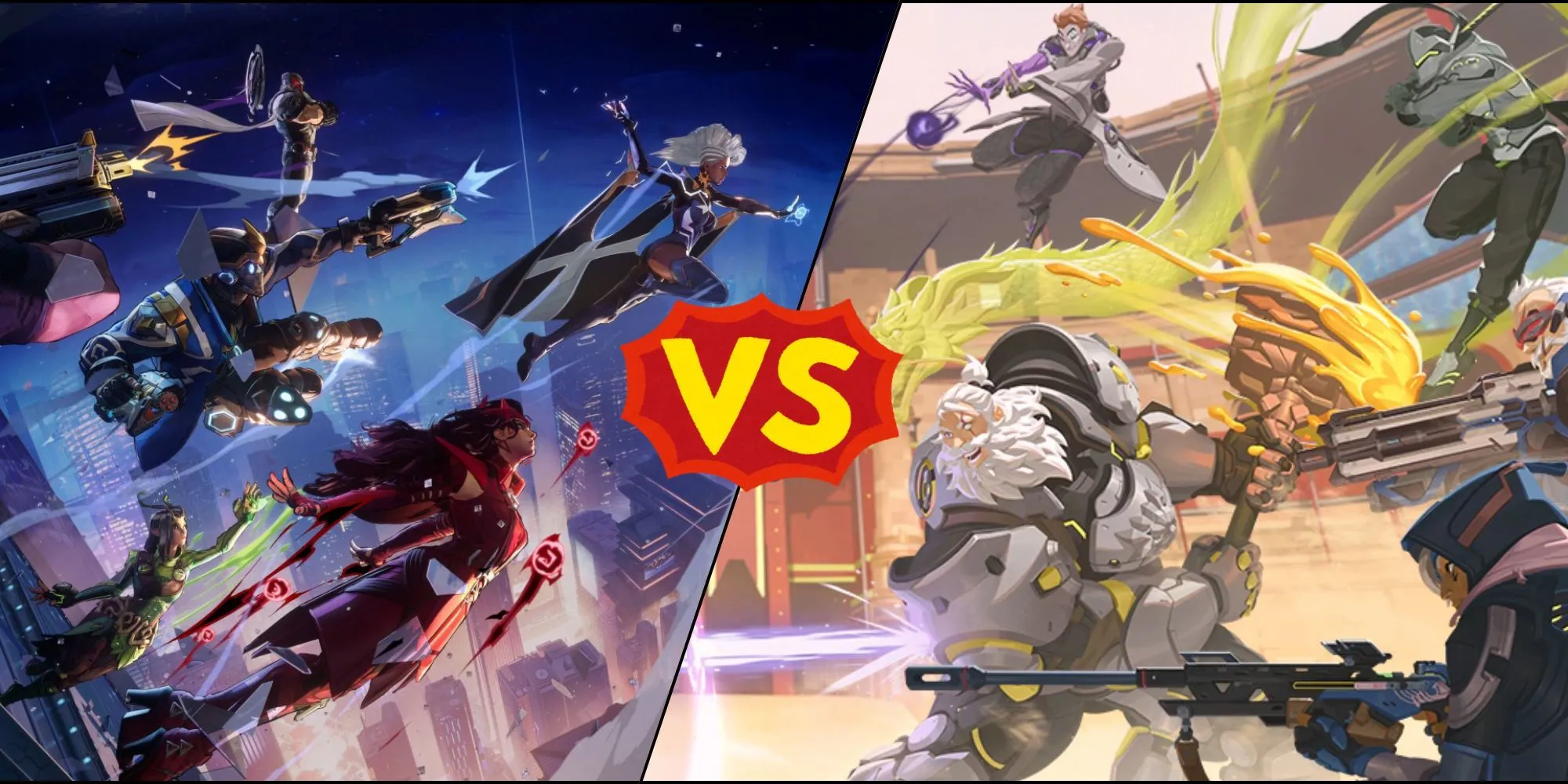Biểu tượng nhân vật Overwatch và Marvel Rivals thể hiện sự cạnh tranh khốc liệt trong phân khúc hero shooter.
