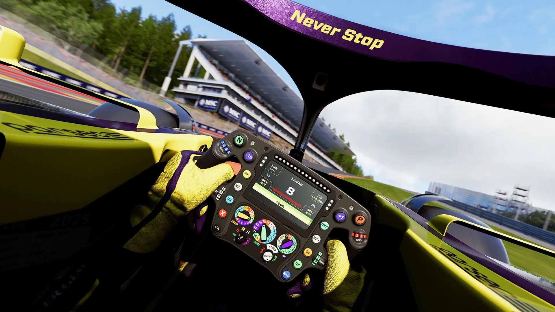Chi tiết đồ họa tuyệt đẹp của chiếc xe F1 trên đường đua nắng trong game F1 25.