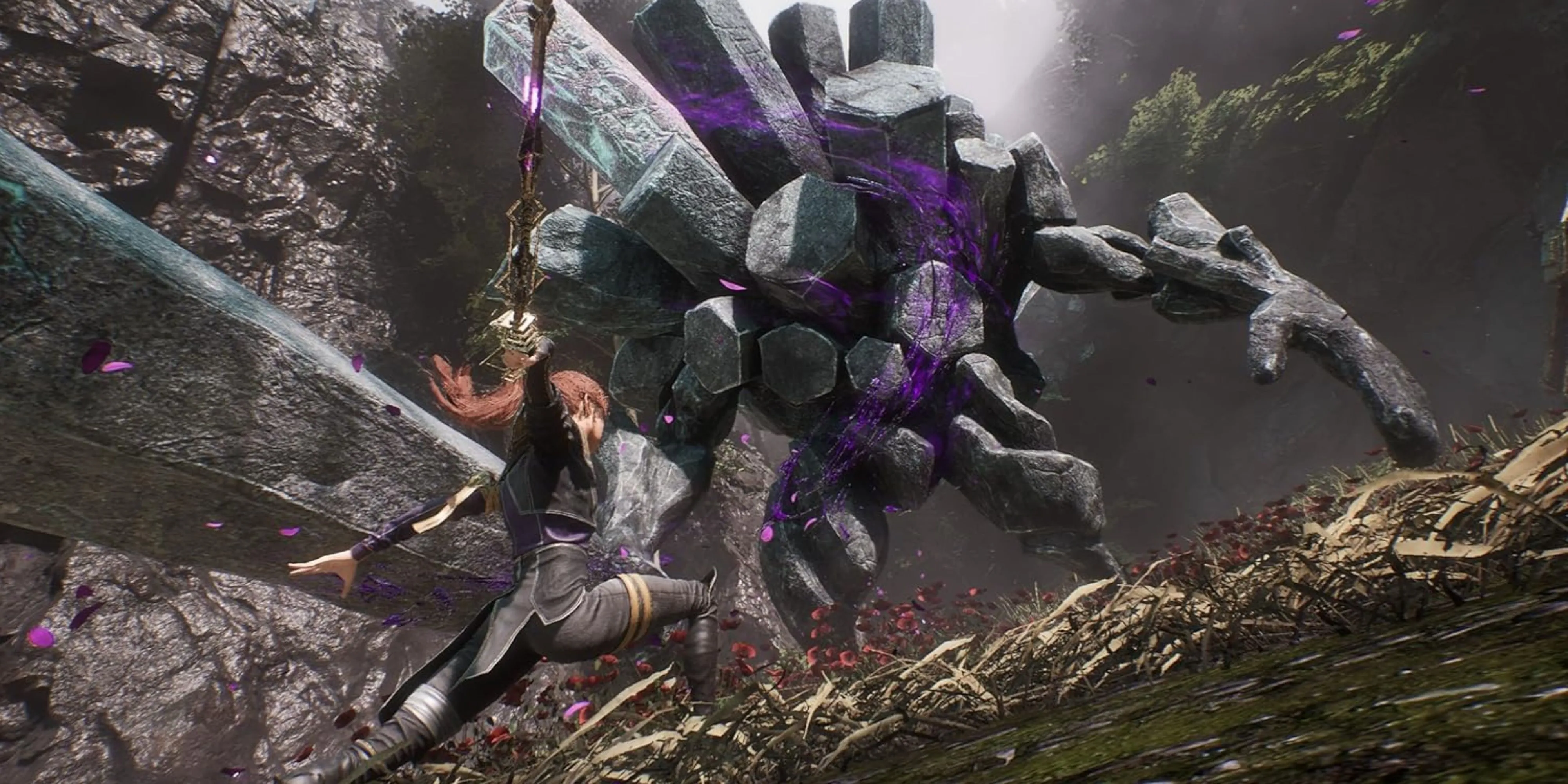 Chiến binh Maelle chiến đấu với quái vật đá trong tựa game JRPG đình đám Clair Obscur Expedition 33