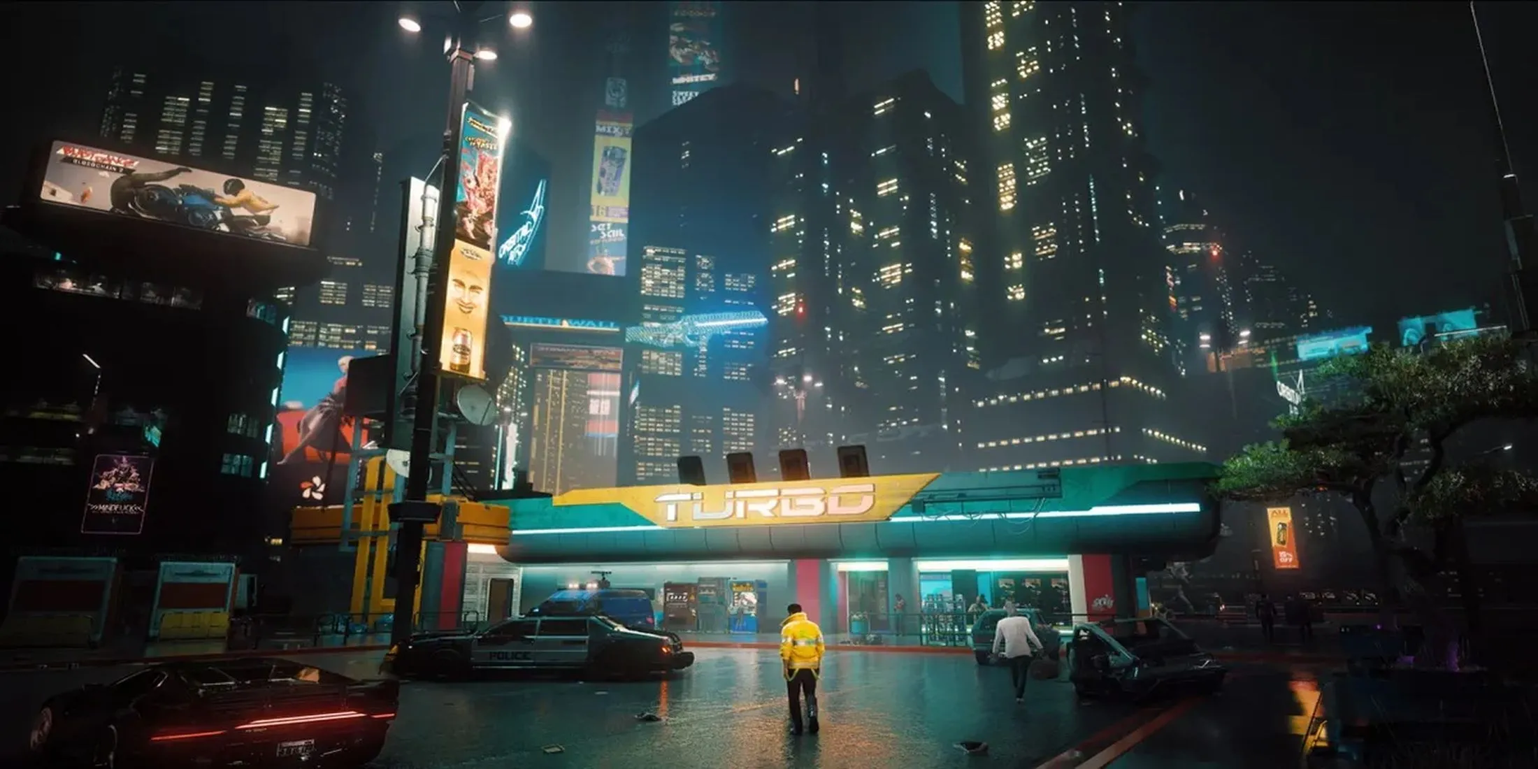 Góc nhìn toàn cảnh Night City về đêm trong game Cyberpunk 2077