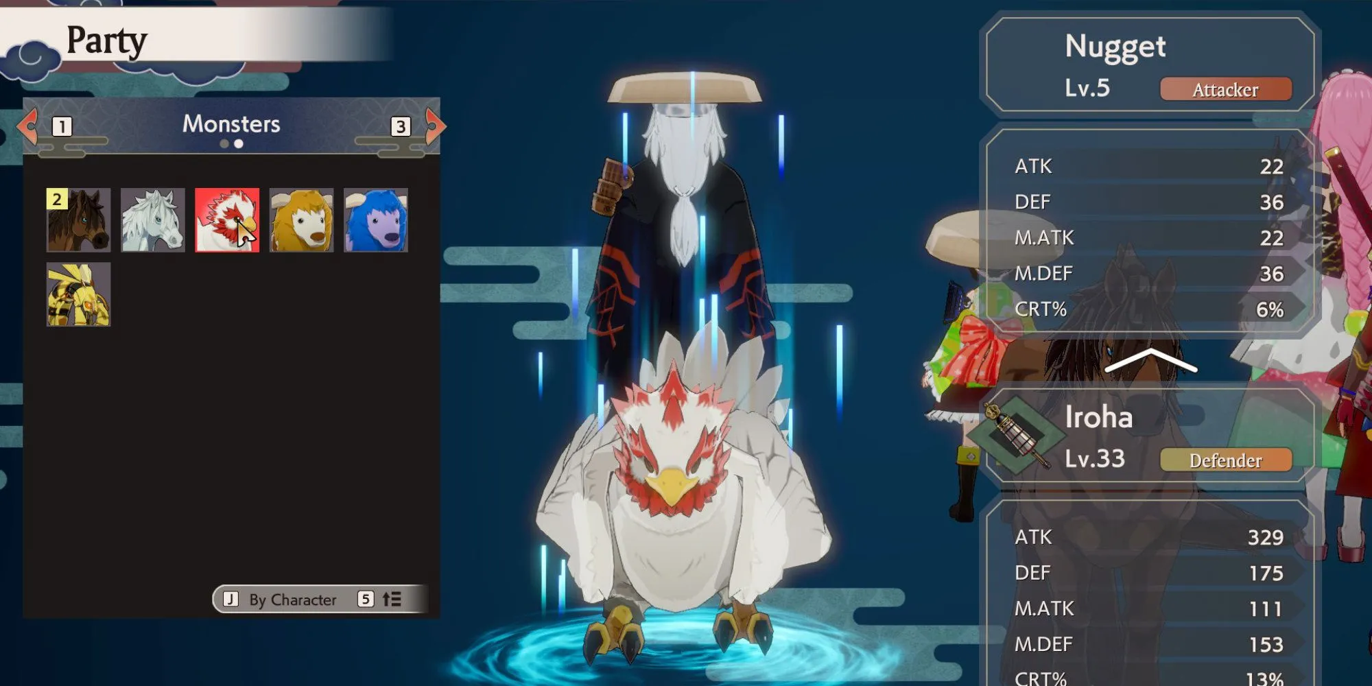 Hình ảnh cận cảnh một con quái vật gà tên là Cluckadoo trong game Rune Factory: Guardians of Azuma.