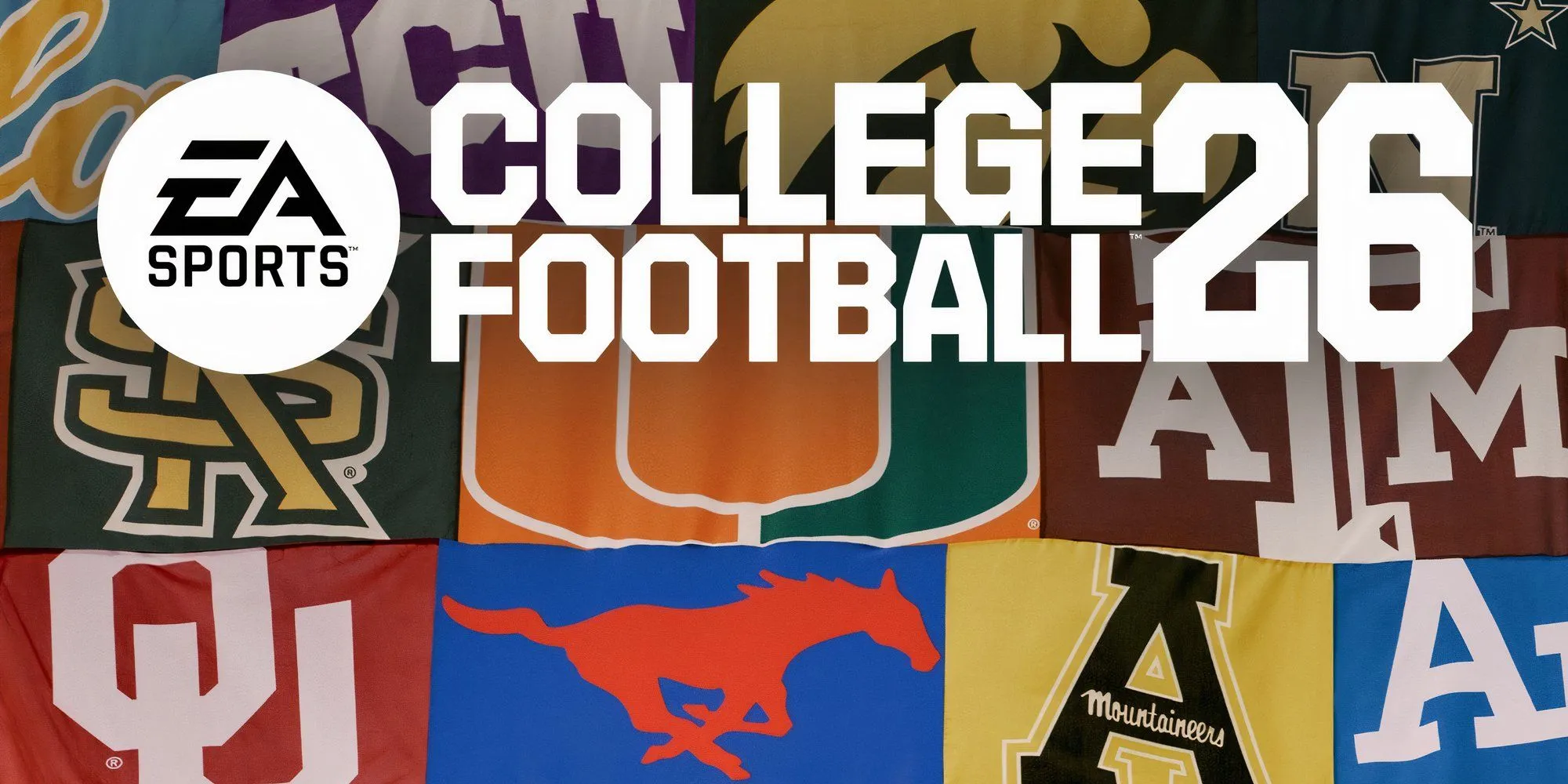 Hình ảnh chính game EA Sports College Football 26 với logo và các mascot nổi bật