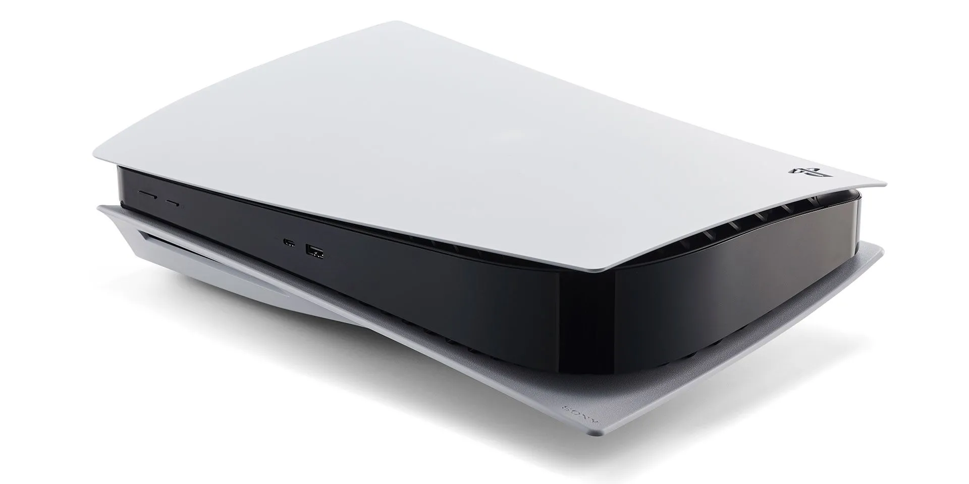 Hình ảnh console PlayStation 5 màu trắng cùng tay cầm DualSense, biểu tượng của Sony