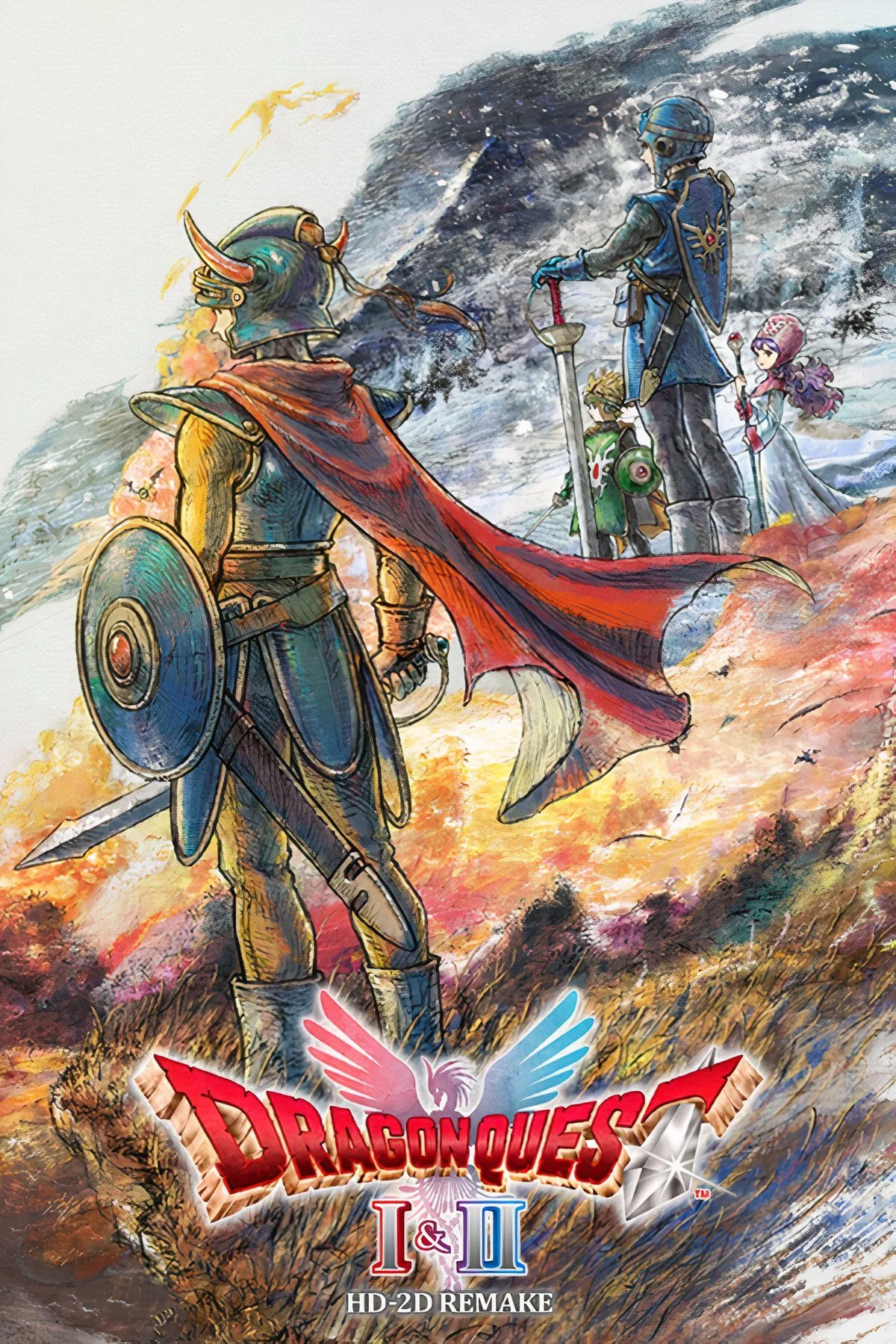 Hình ảnh quảng bá nghệ thuật của Dragon Quest 1 &amp; 2 HD-2D Remake với phong cách 2D pixel kết hợp 3D