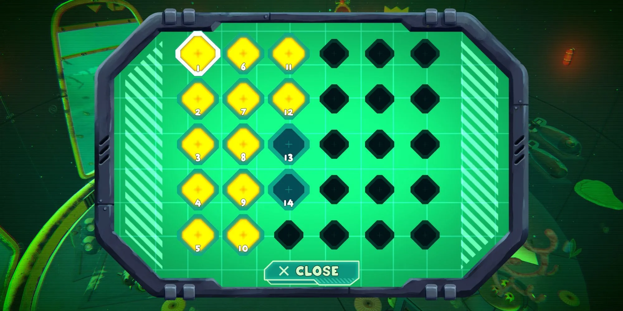 Màn hình chọn cấp độ trong game Power Sink, nơi xuất hiện một lỗi.