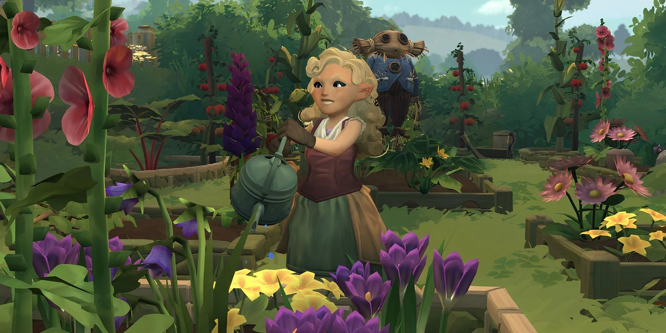 Một Hobbit đang chăm sóc khu vườn trong Tales of the Shire, thể hiện lối sống nông trại yên bình tại Shire.