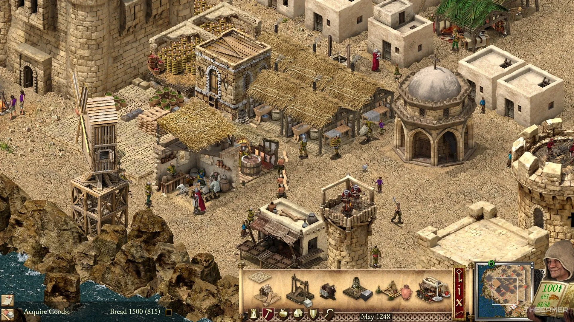 Một nhóm lò bánh mì đang hoạt động sản xuất bánh mì trong Stronghold Crusader Definitive Edition.