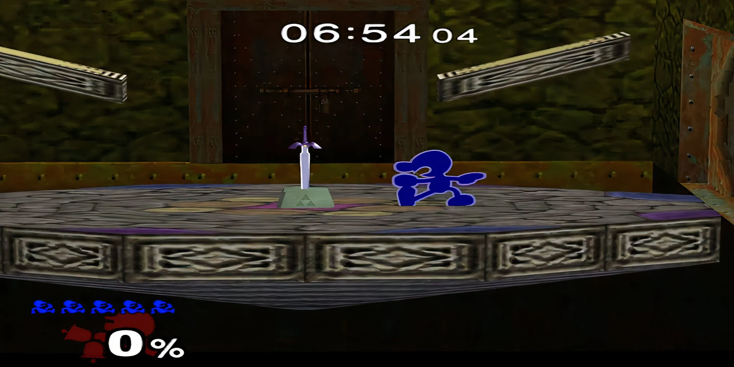 Mr. Game &amp; Watch tiếp cận Thanh Kiếm Chủ Master Sword trong chế độ Adventure của Super Smash Bros. Melee
