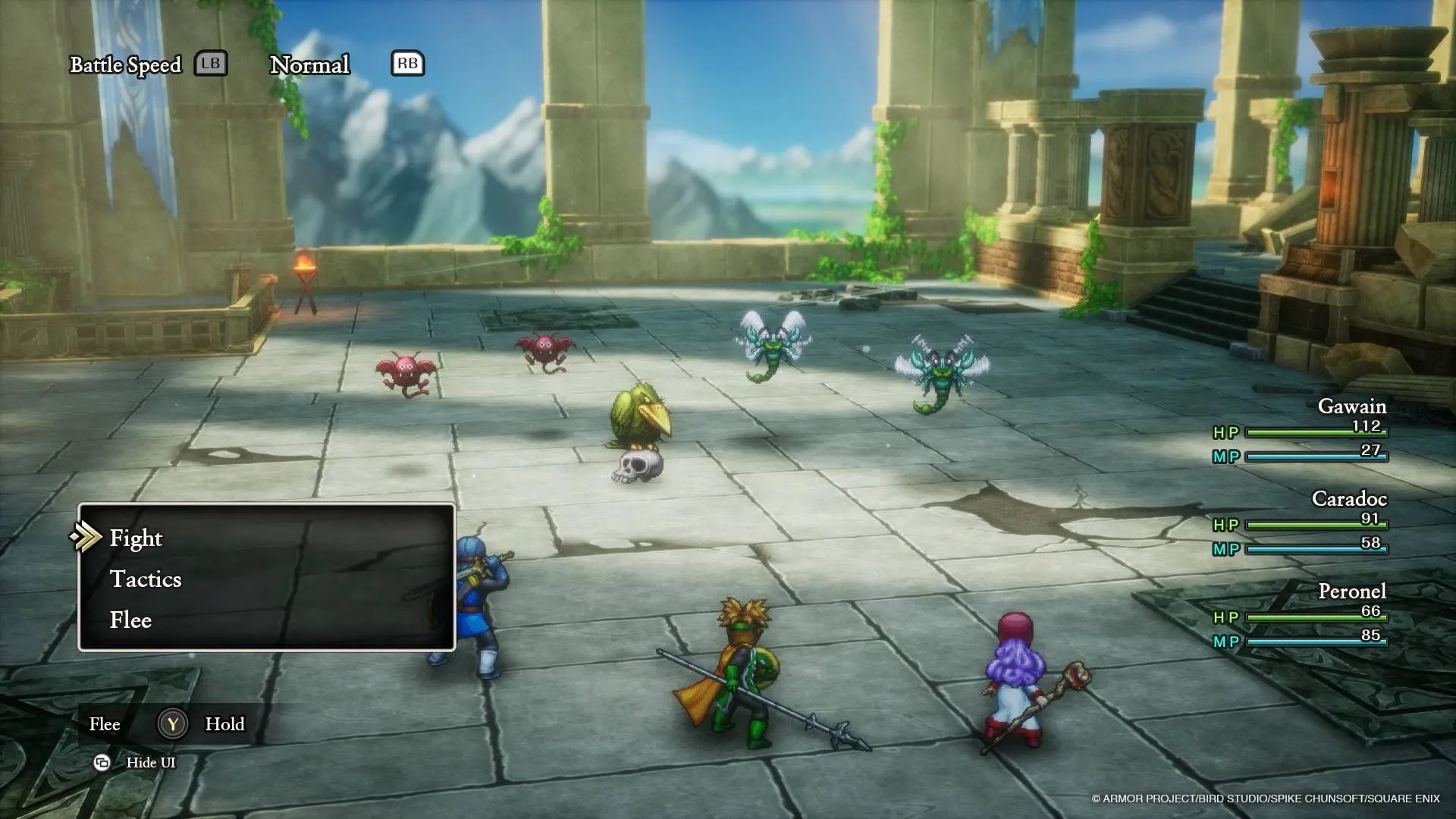 Nhân vật anh hùng trong Dragon Quest 1 & 2 HD-2D Remake chuẩn bị chiến đấu