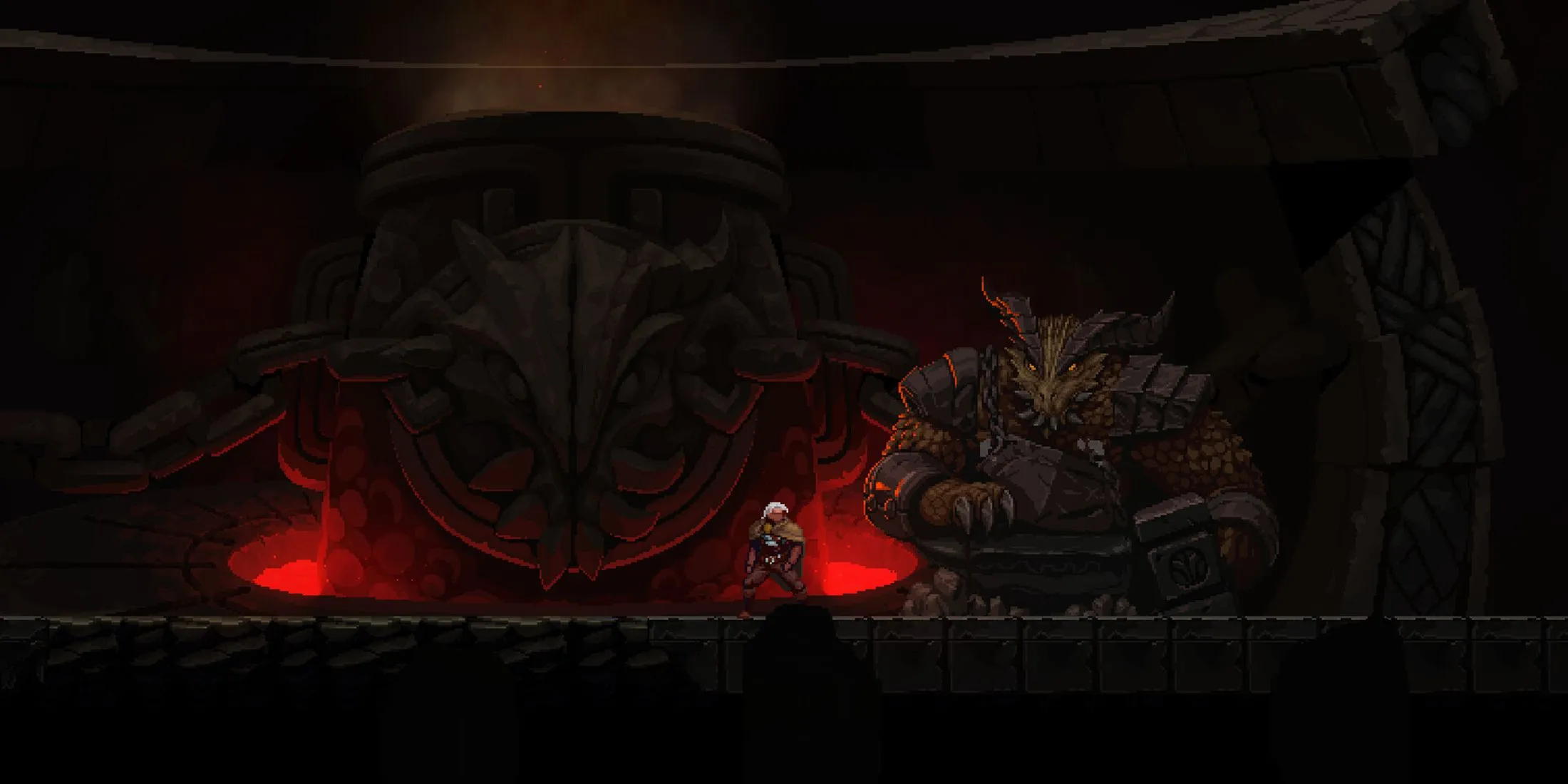 Nhân vật đang nói chuyện với NPC thợ rèn trong Dragon Is Dead
