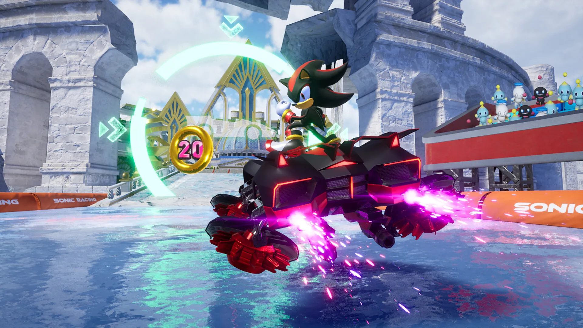 Nhân vật Shadow the Hedgehog tạo dáng mạnh mẽ trong tựa game đua xe Sonic Racing CrossWorlds, một phần trong dàn roster đa dạng của game.