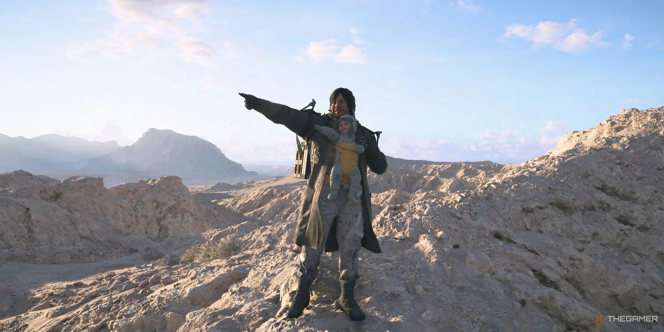 Sam Porter Bridges và Lou trong Death Stranding 2: On the Beach, thể hiện sự cô đơn của hành trình.