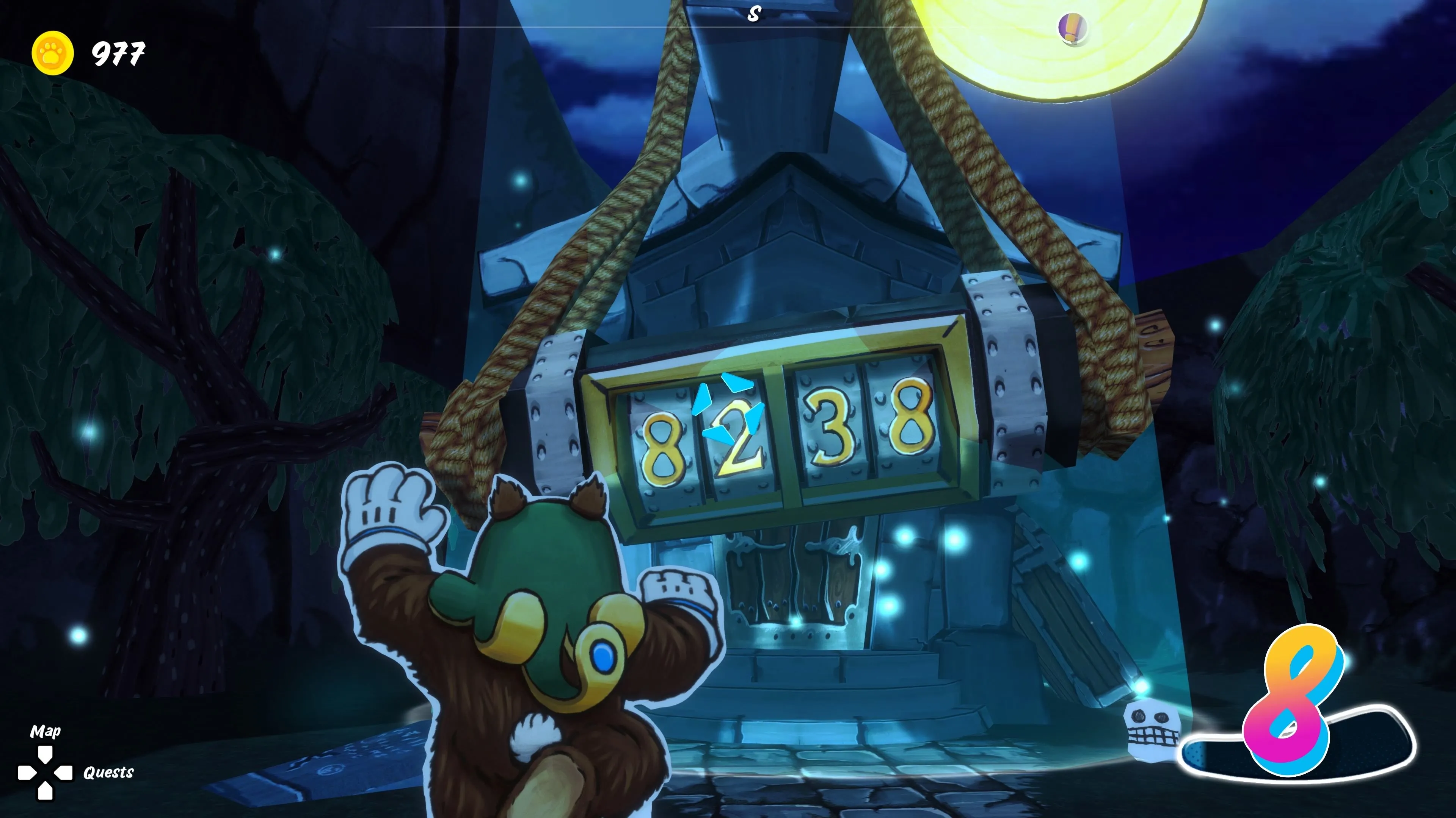Ví dụ về một câu đố giải đố trong hầm mộ của game Ruffy And The Riverside