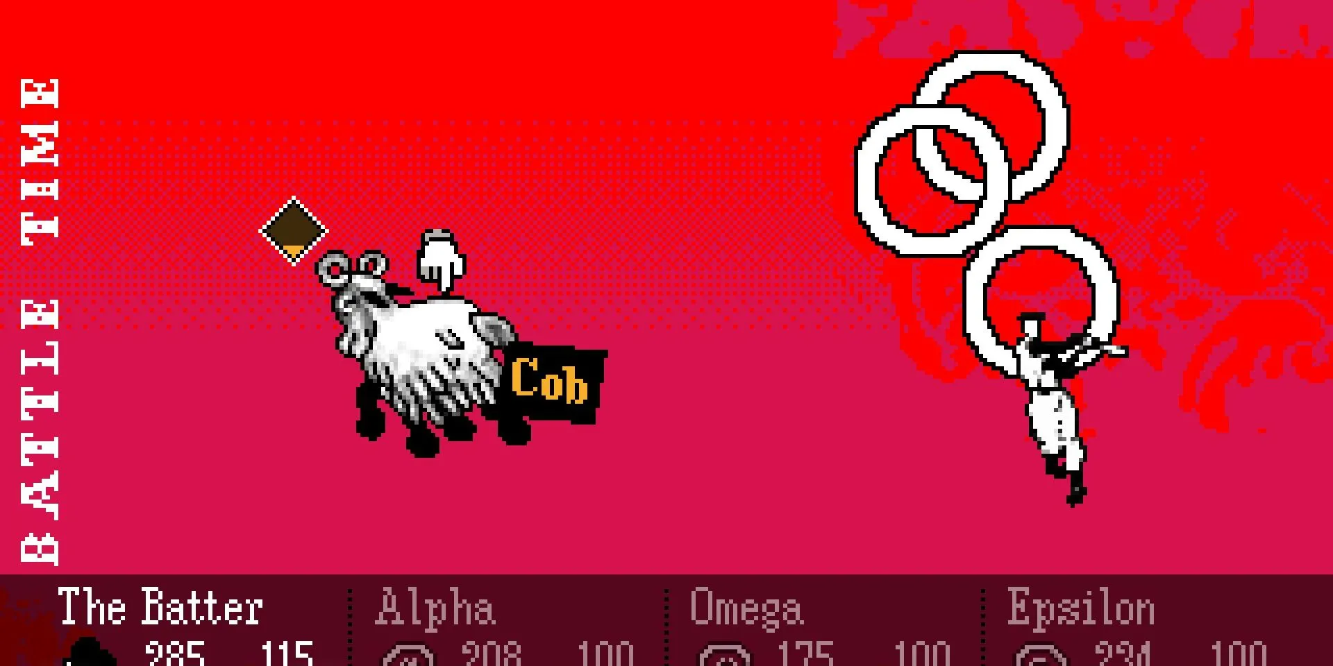 Ảnh chụp màn hình trận chiến với Cob trong OFF Remaster, một trong những boss khó nhất.