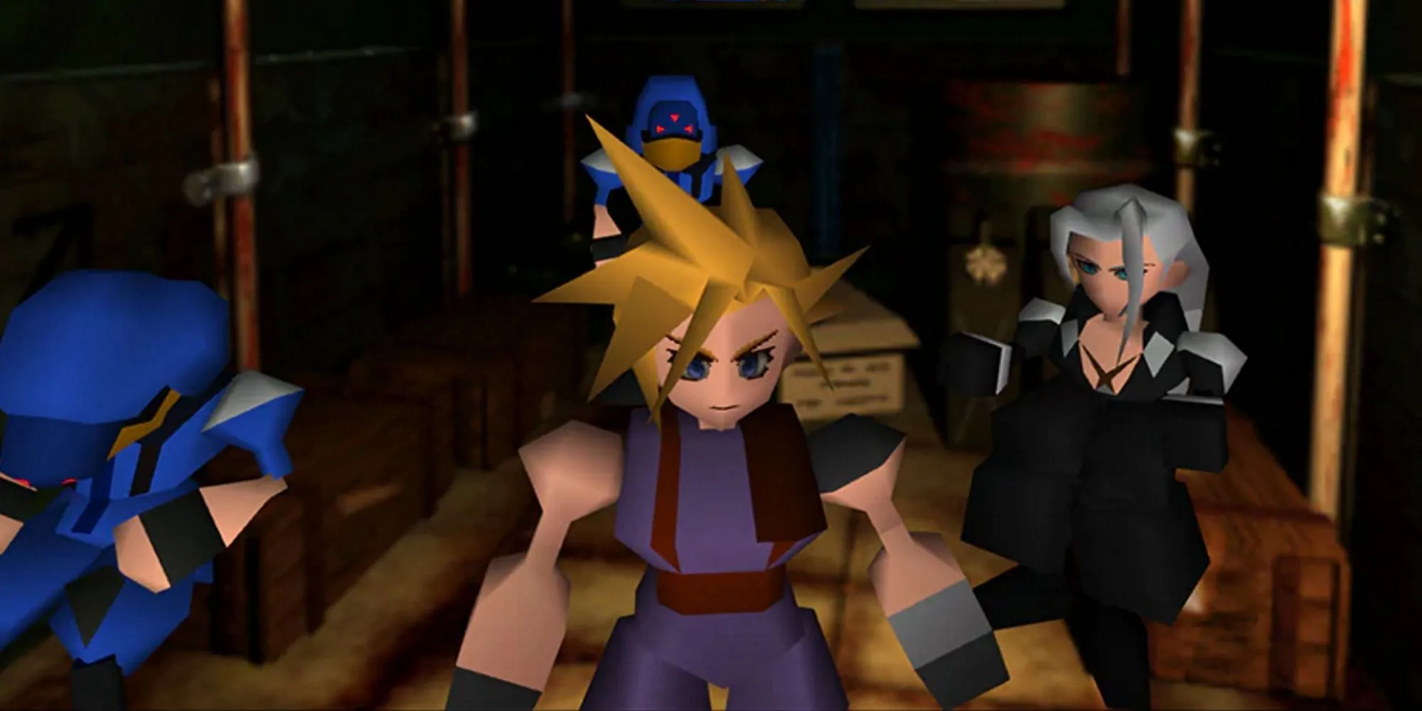 Anh hùng Cloud Strife với thanh kiếm Buster Sword biểu tượng trong Final Fantasy VII bản gốc