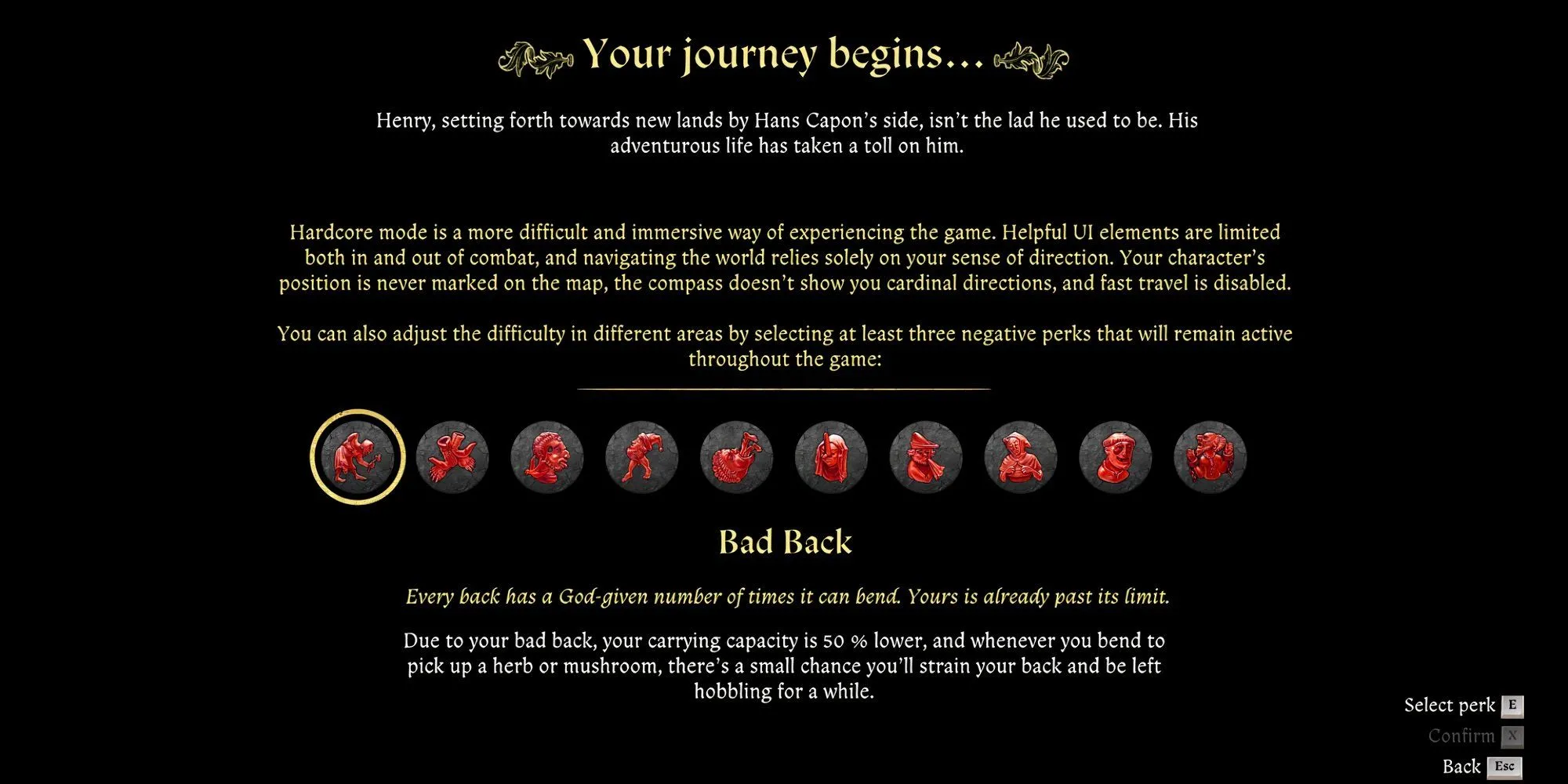 Bảng tổng hợp các debuff trong chế độ Hardcore của KCD2