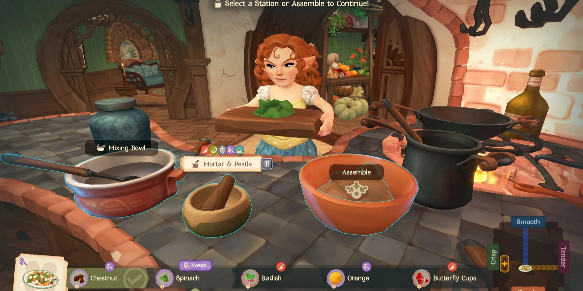 Cận cảnh giao diện nấu ăn hấp dẫn với món ăn Hobbit trong Tales of the Shire