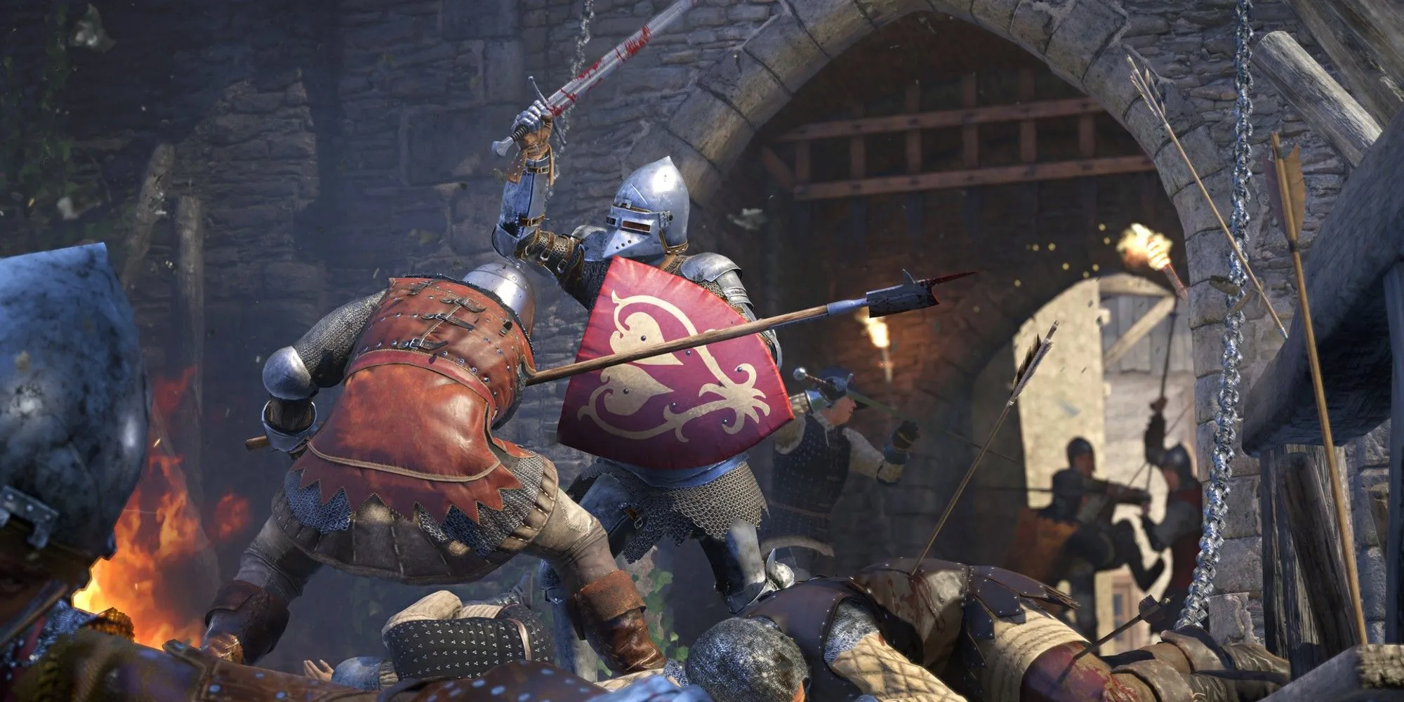 Cảnh chiến đấu bao vây trong Kingdom Come Deliverance 2.