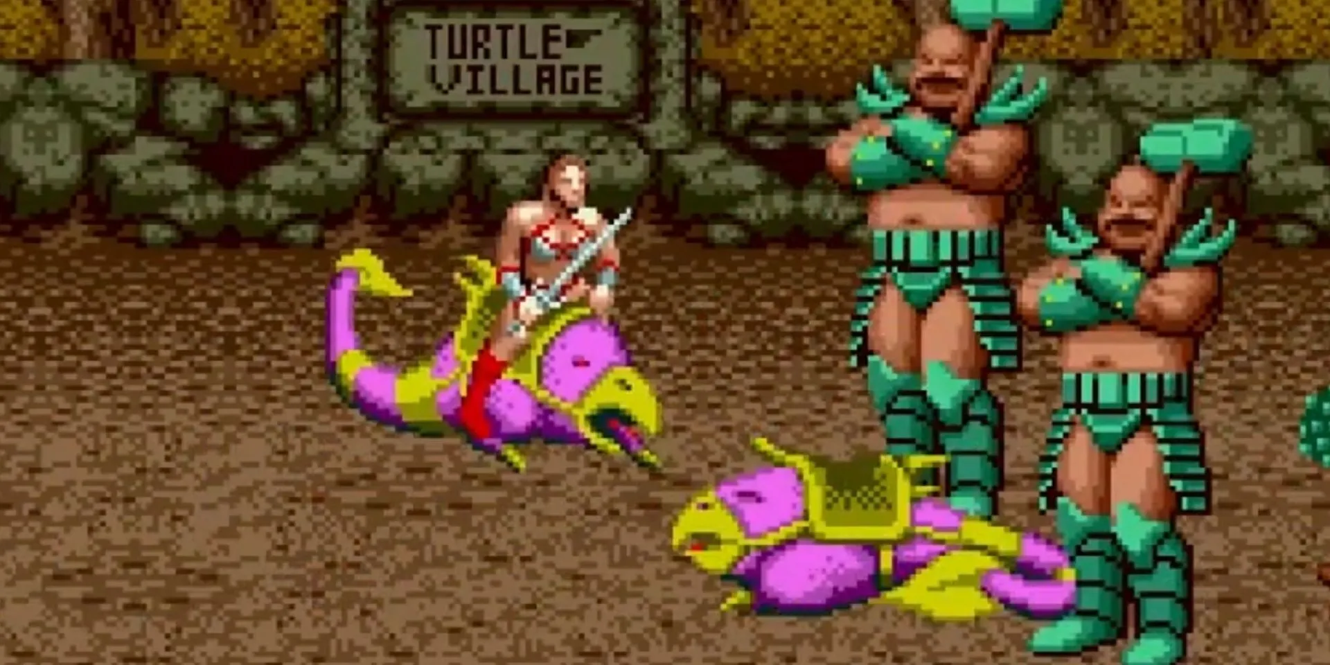 Chiến binh cưỡi thú chiến đấu trong Golden Axe, thể hiện yếu tố nhập vai hành động