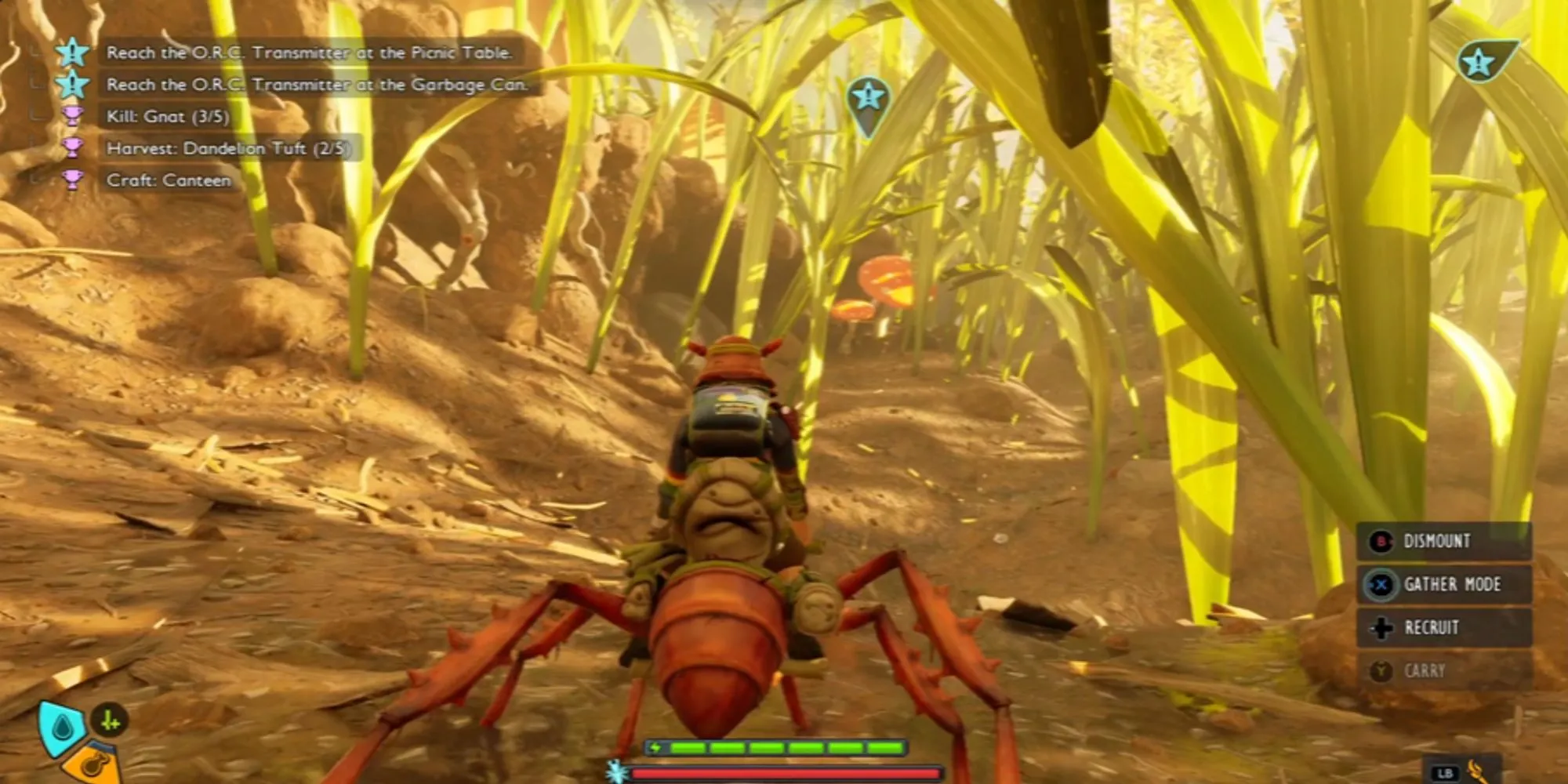 Game thủ cưỡi Buggie kiến đỏ di chuyển nhanh trong thế giới mở của Grounded 2