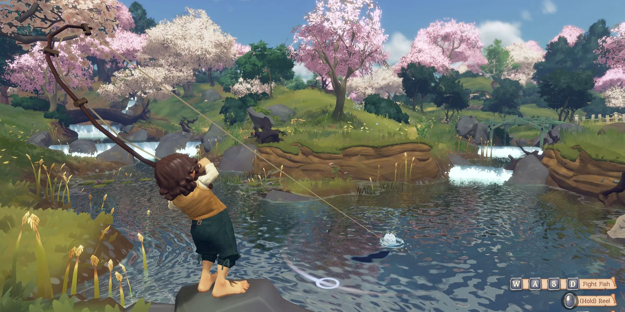 Giao diện câu cá thư giãn bên bờ sông, một hoạt động giải trí trong Tales of the Shire