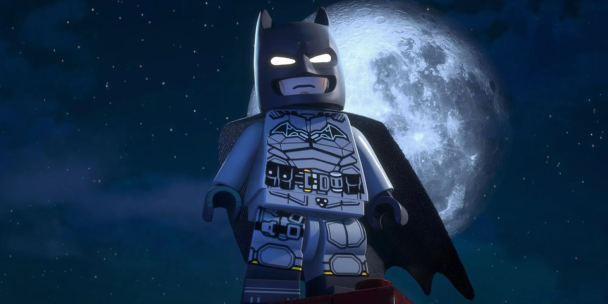 Hình ảnh Batman bằng LEGO trong một cảnh hành động, thể hiện phong cách độc đáo của LEGO Batman Legacy Of The Dark Knight.