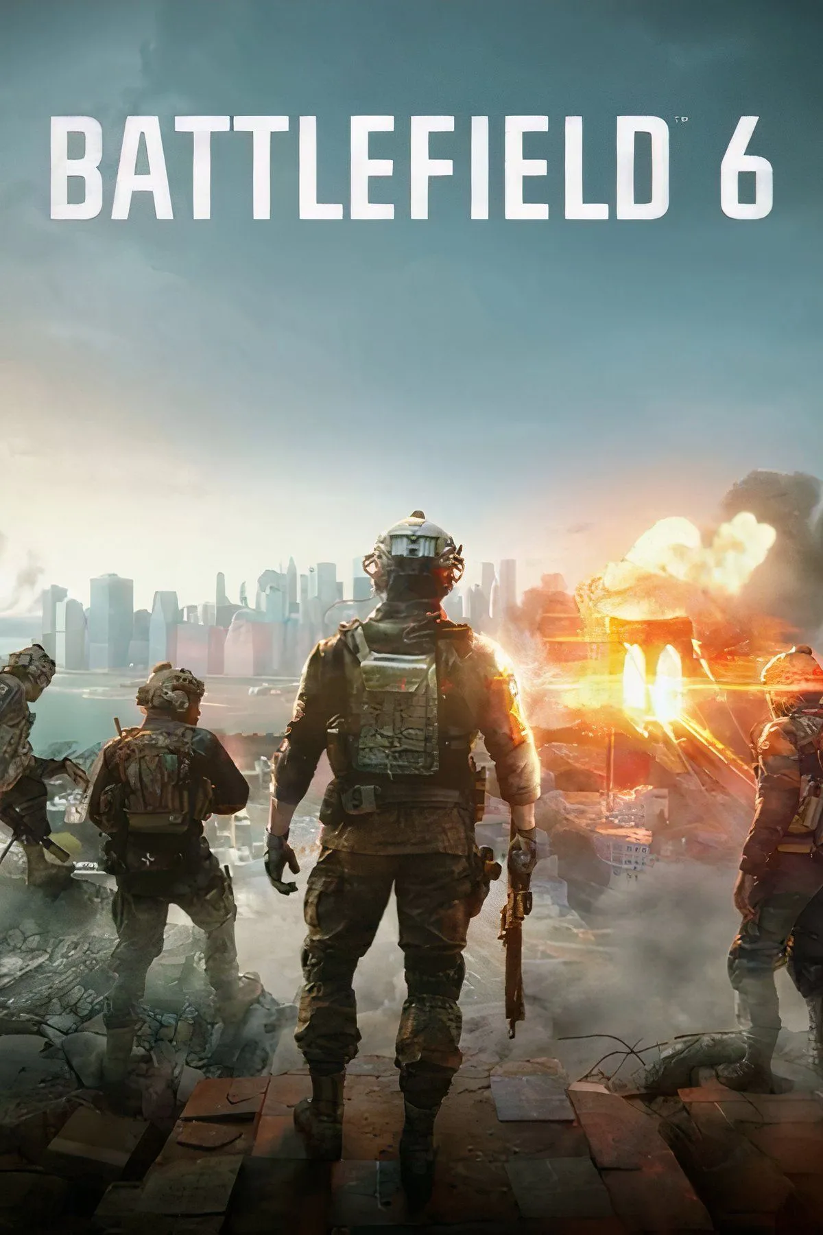 Hình ảnh bìa game Battlefield 6 với cảnh chiến đấu ác liệt, thể hiện quy mô của tựa game bắn súng bom tấn