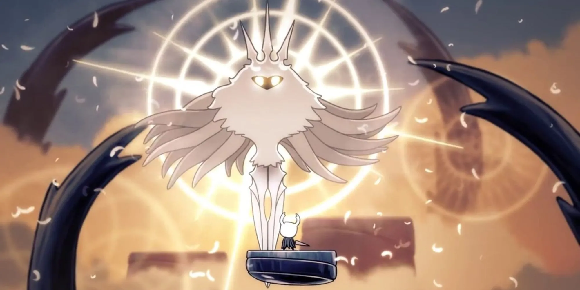 Kỵ Sĩ đối đầu với The Radiance trong thế giới mộng mơ, biểu tượng cho Ending 3