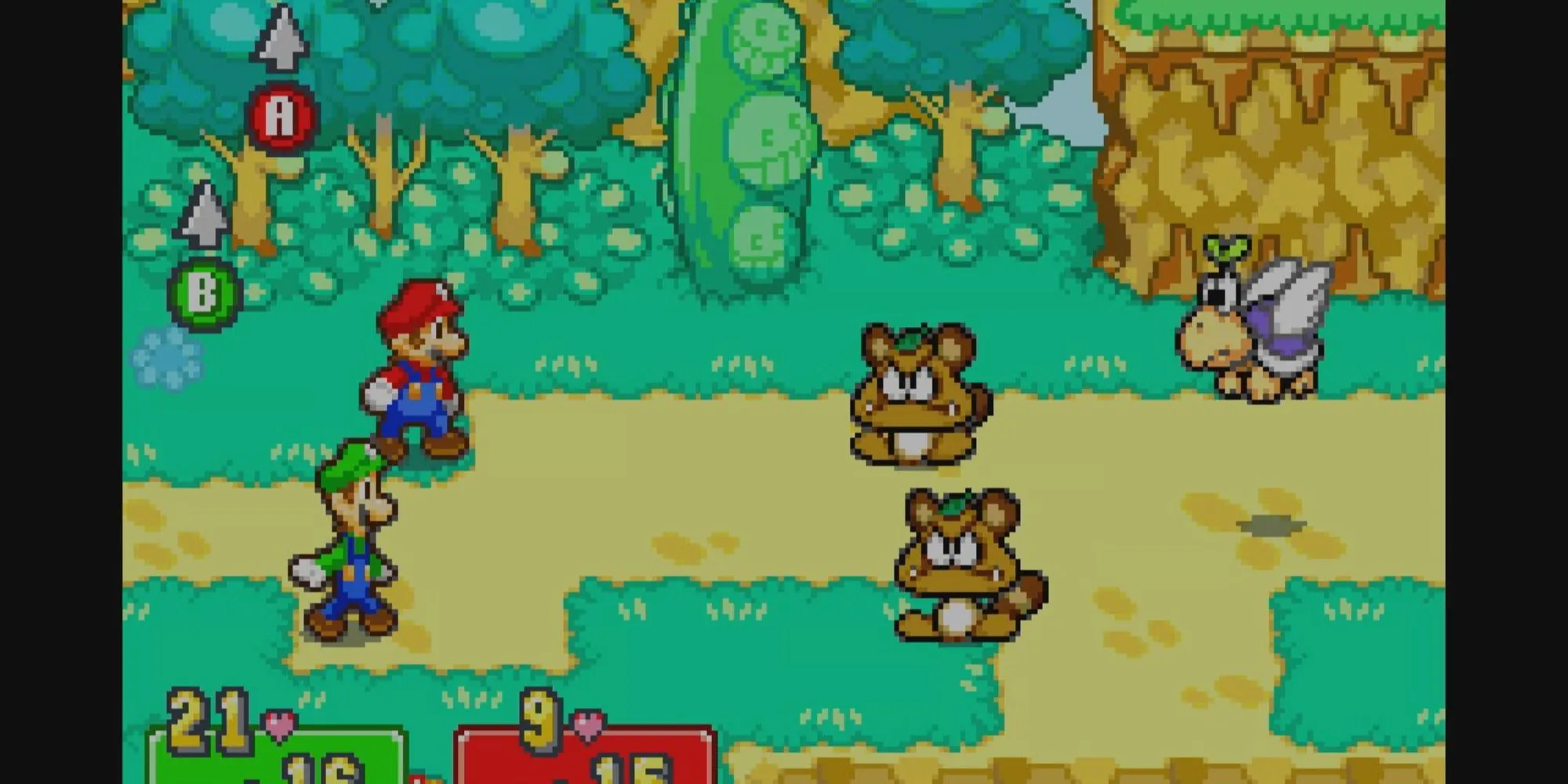 Mario và Luigi chiến đấu với Goomba và Koopa Trooper trong Superstar Saga