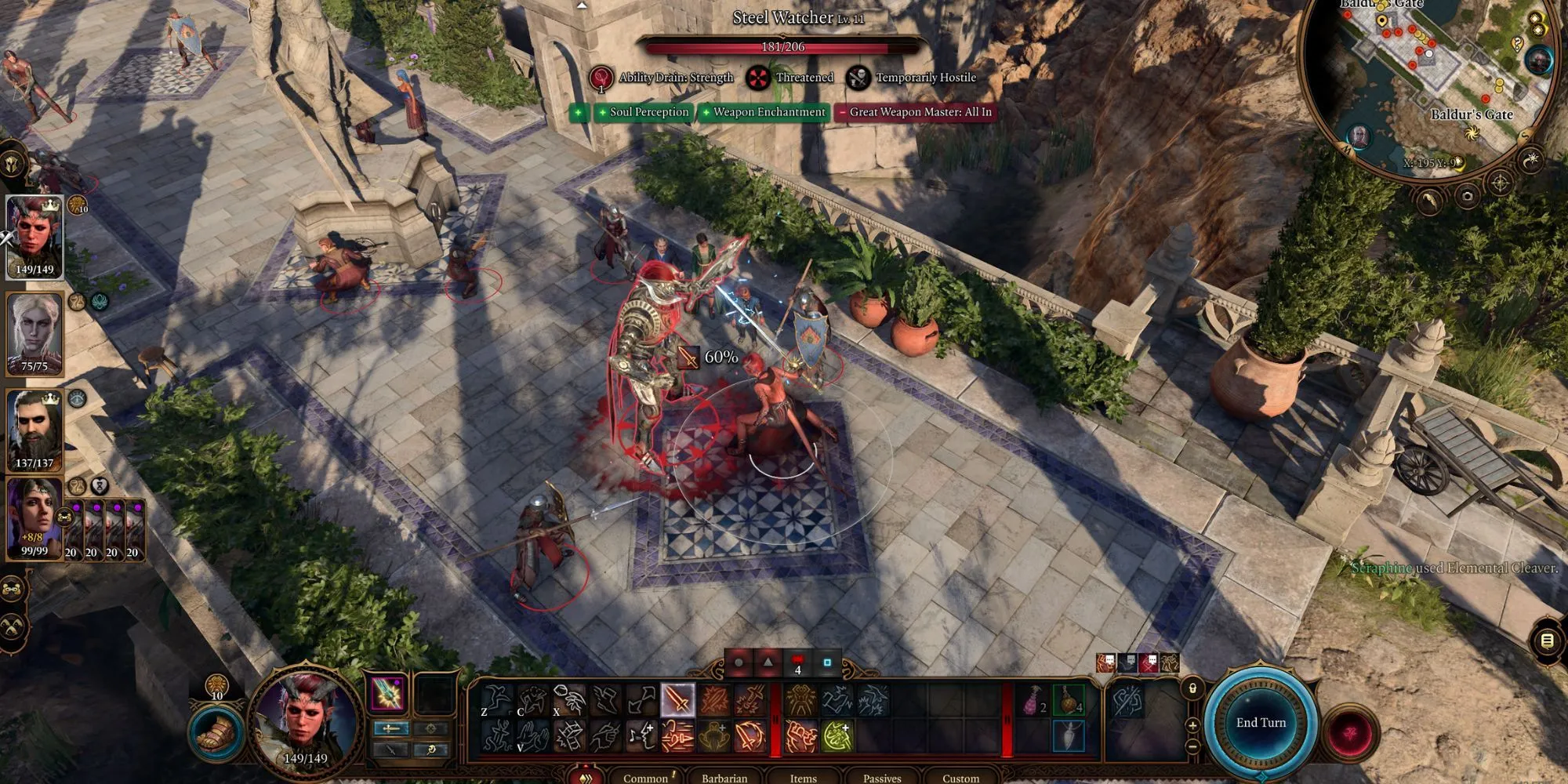 Một chiến binh khổng lồ trong Baldur's Gate 3 đang chiến đấu.