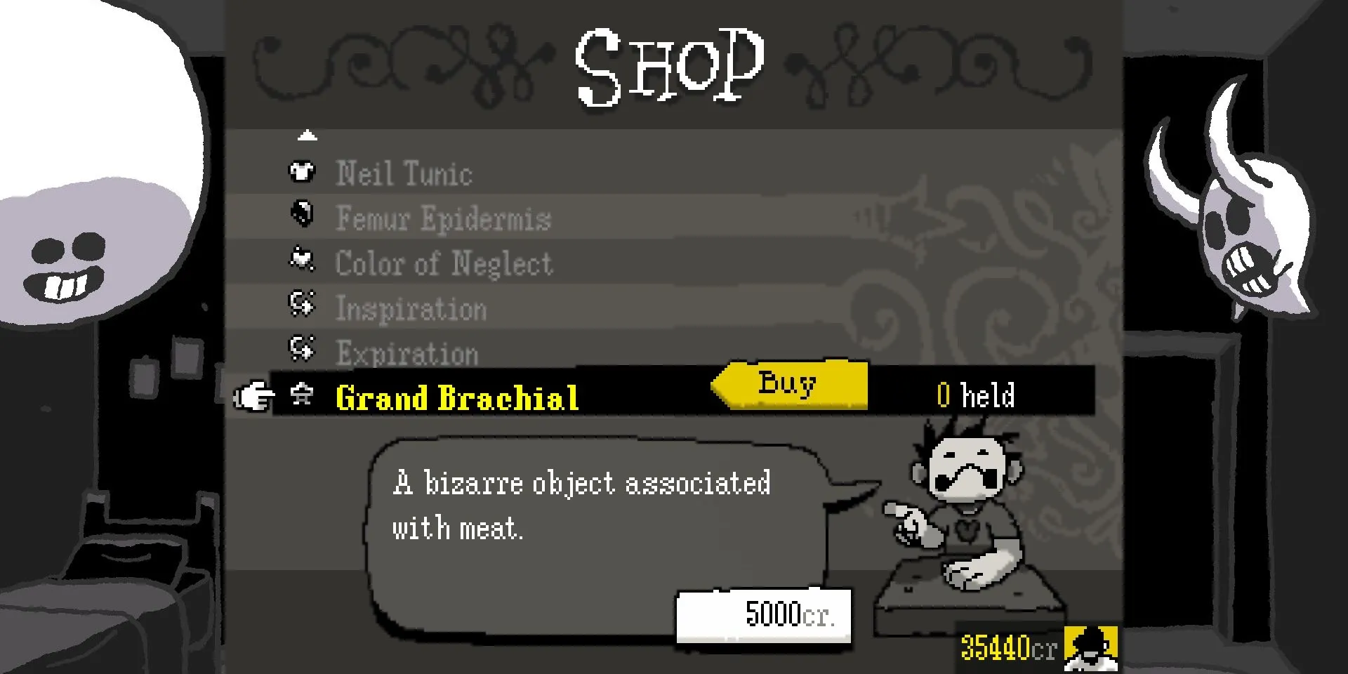 Screenshot of Zacharie selling the Grand Brachial in OFF.