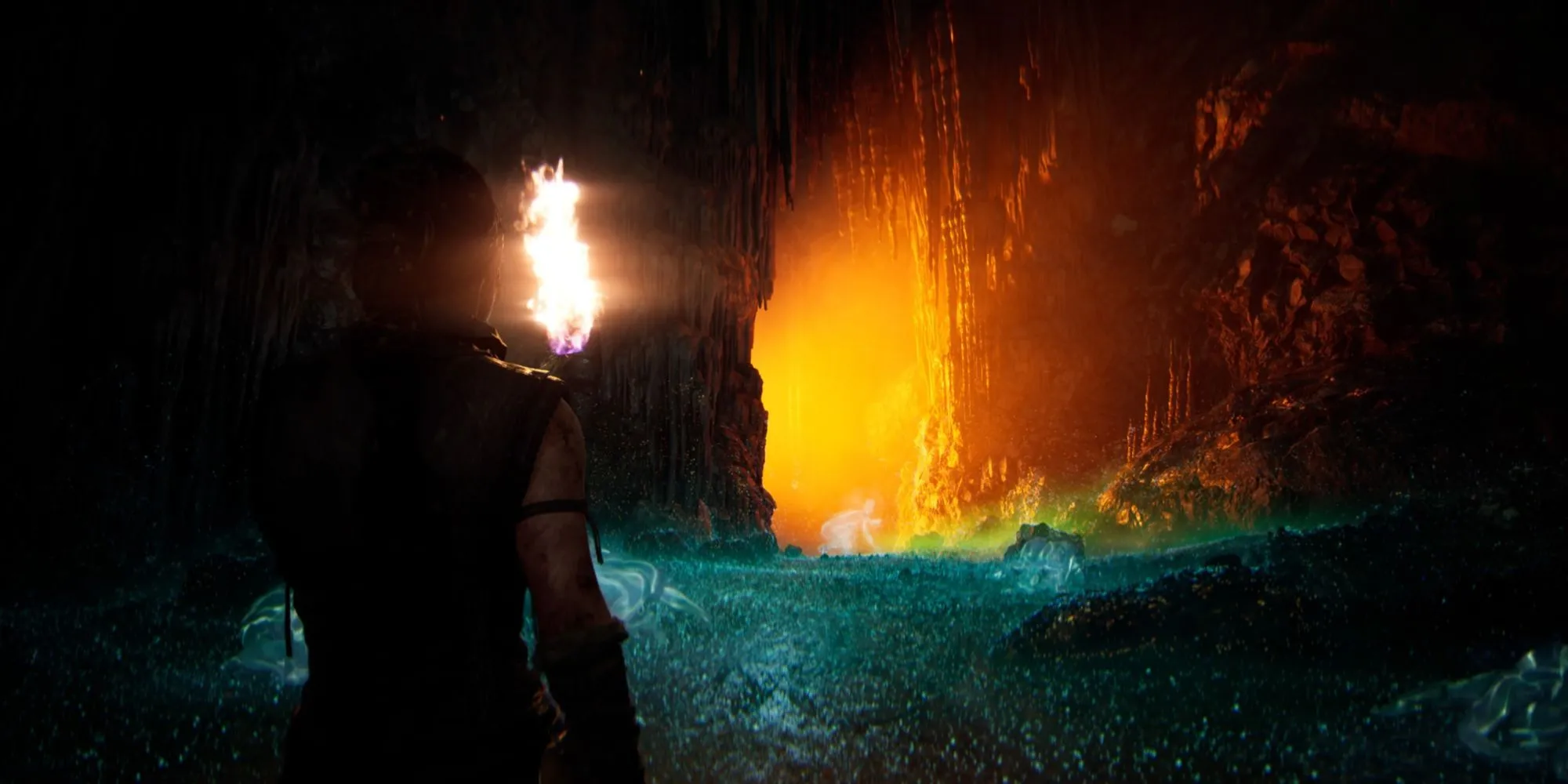 Senua ngước nhìn lên, một khoảnh khắc cinematic ấn tượng trong Hellblade 2, tiếc rằng thiếu nội dung bị cắt