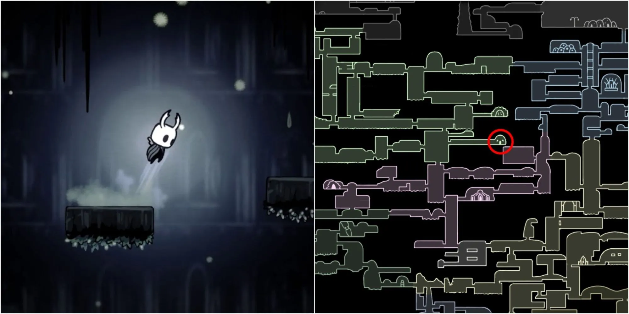 Vị trí Mask Shard Hollow Knight trong Stone Sanctuary