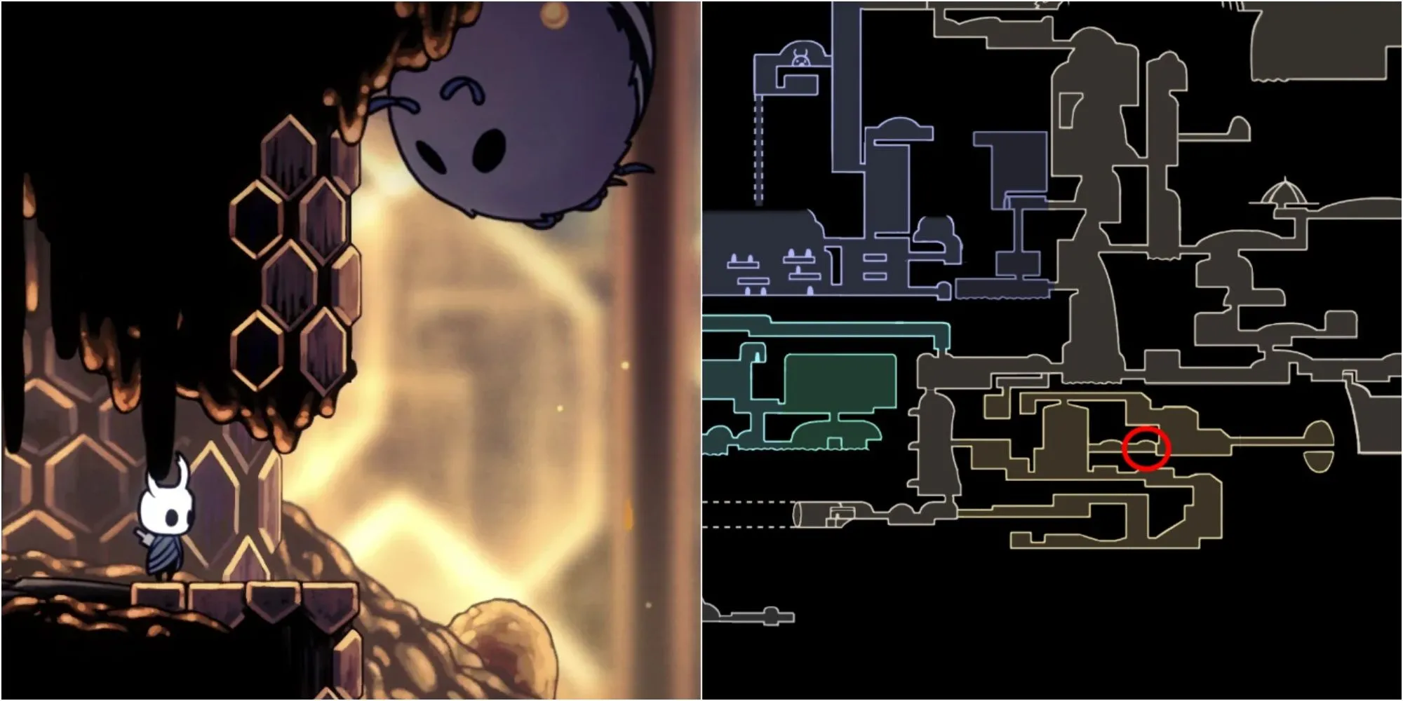 Vị trí Mask Shard Hollow Knight trong The Hive