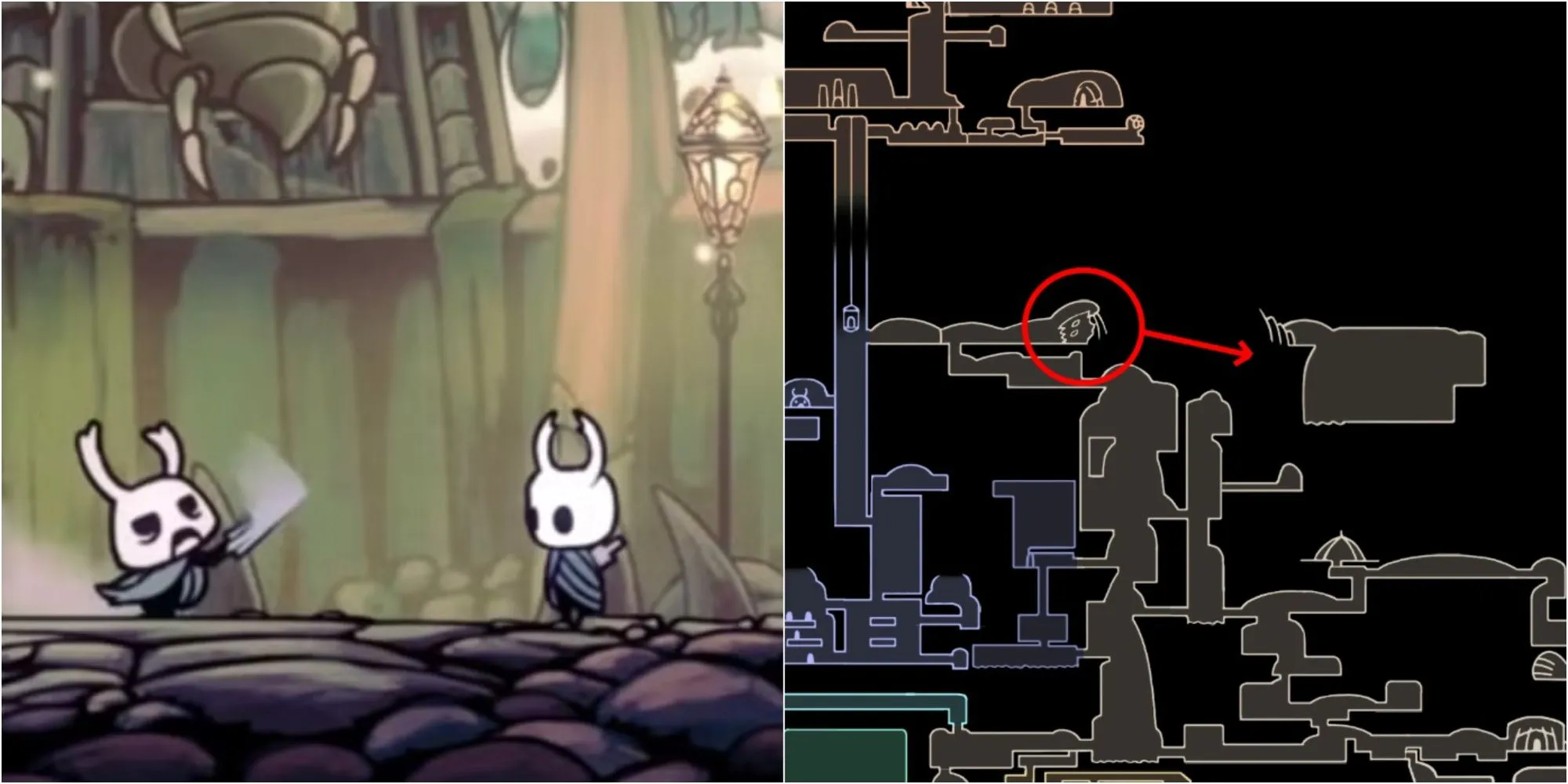 Zote đang đứng giữa Colosseum of Fools, chuẩn bị cho First Trial trong Hollow Knight