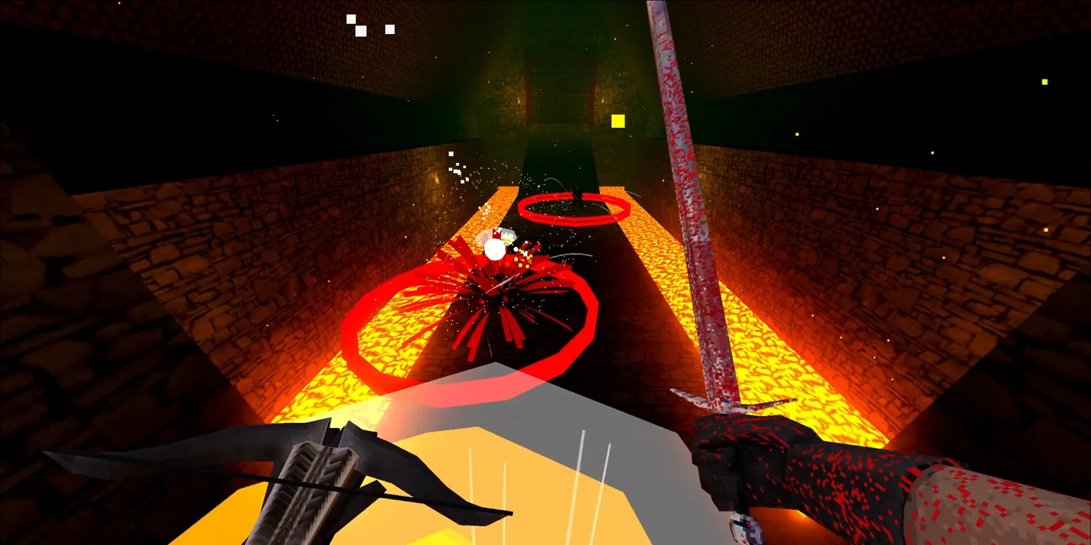 Artwork Bloodthief với phong cách huyết đỏ, nhấn mạnh melee và tốc độ