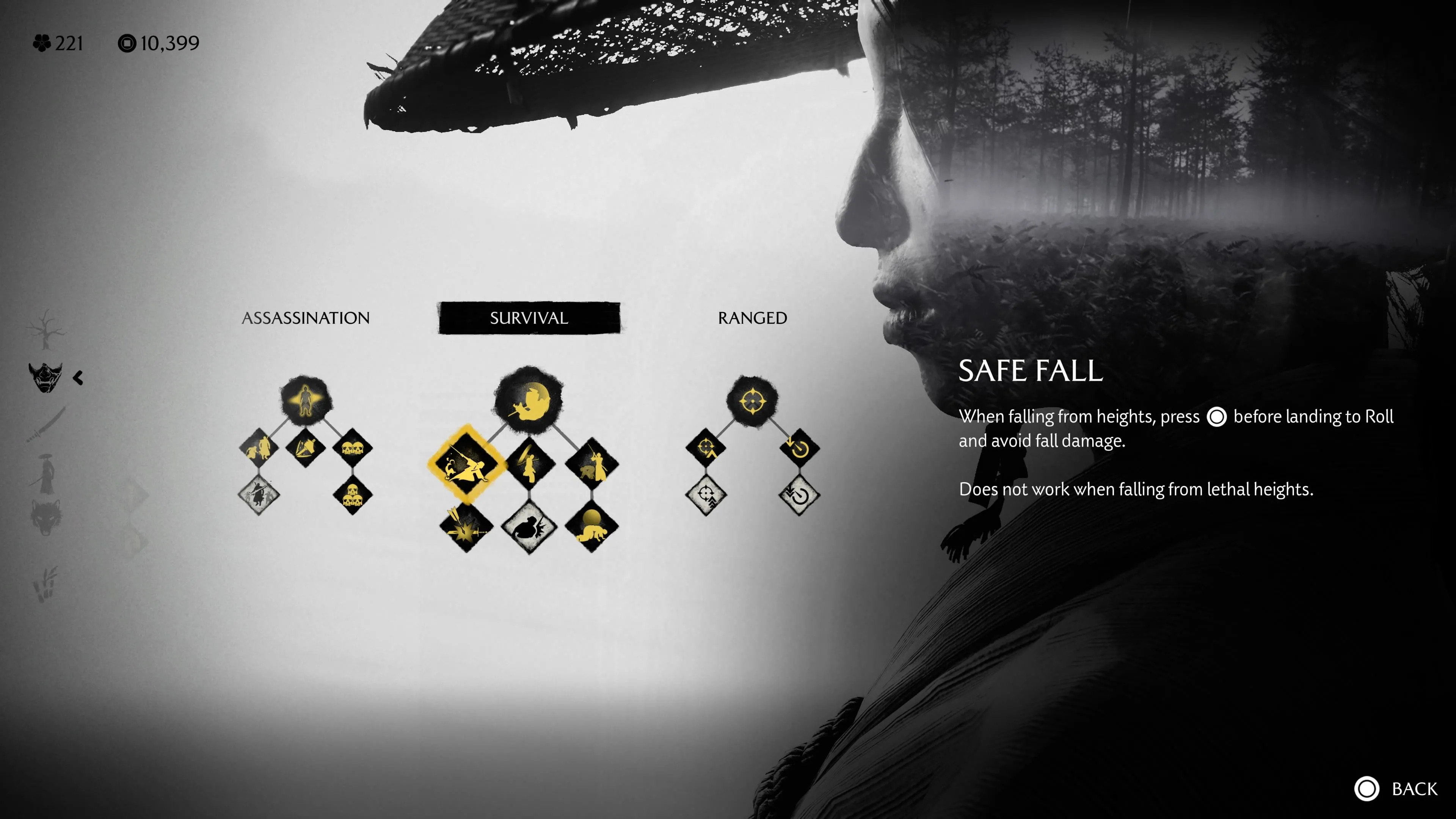 Atsu thực hiện Safe Fall để giảm sát thương khi rơi từ độ cao