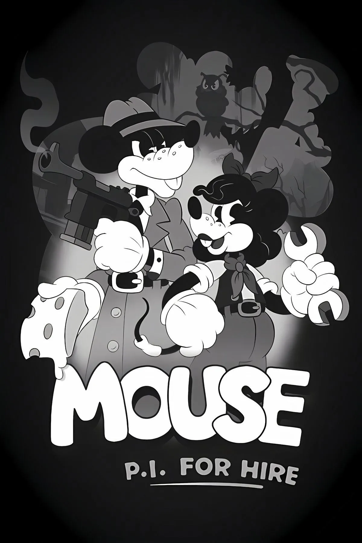 Bìa Mouse: P.I. For Hire với phong cách hoạt hình đen trắng cổ điển