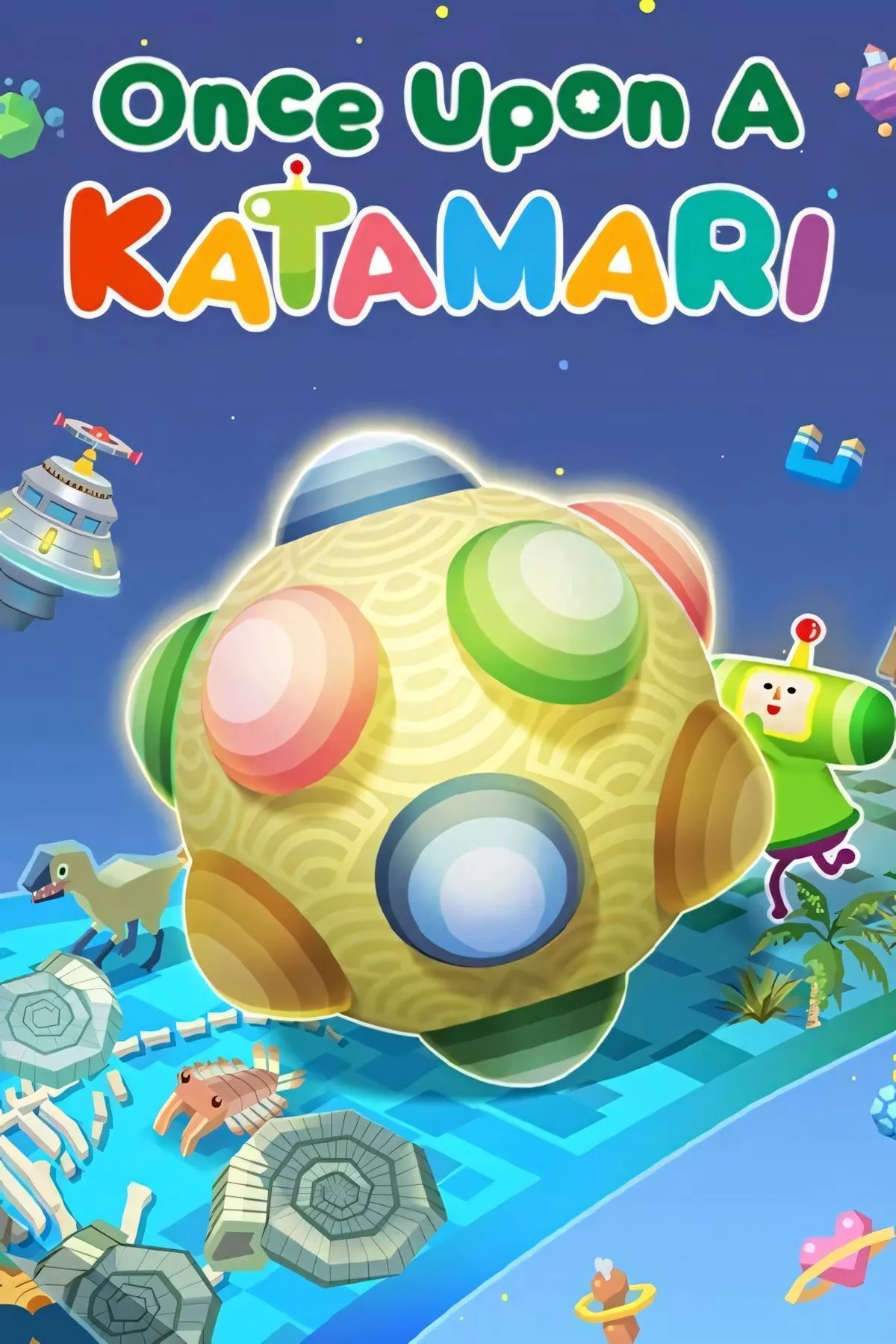 Bìa Once Upon A KATAMARI với Prince và quả Katamari lấp lánh