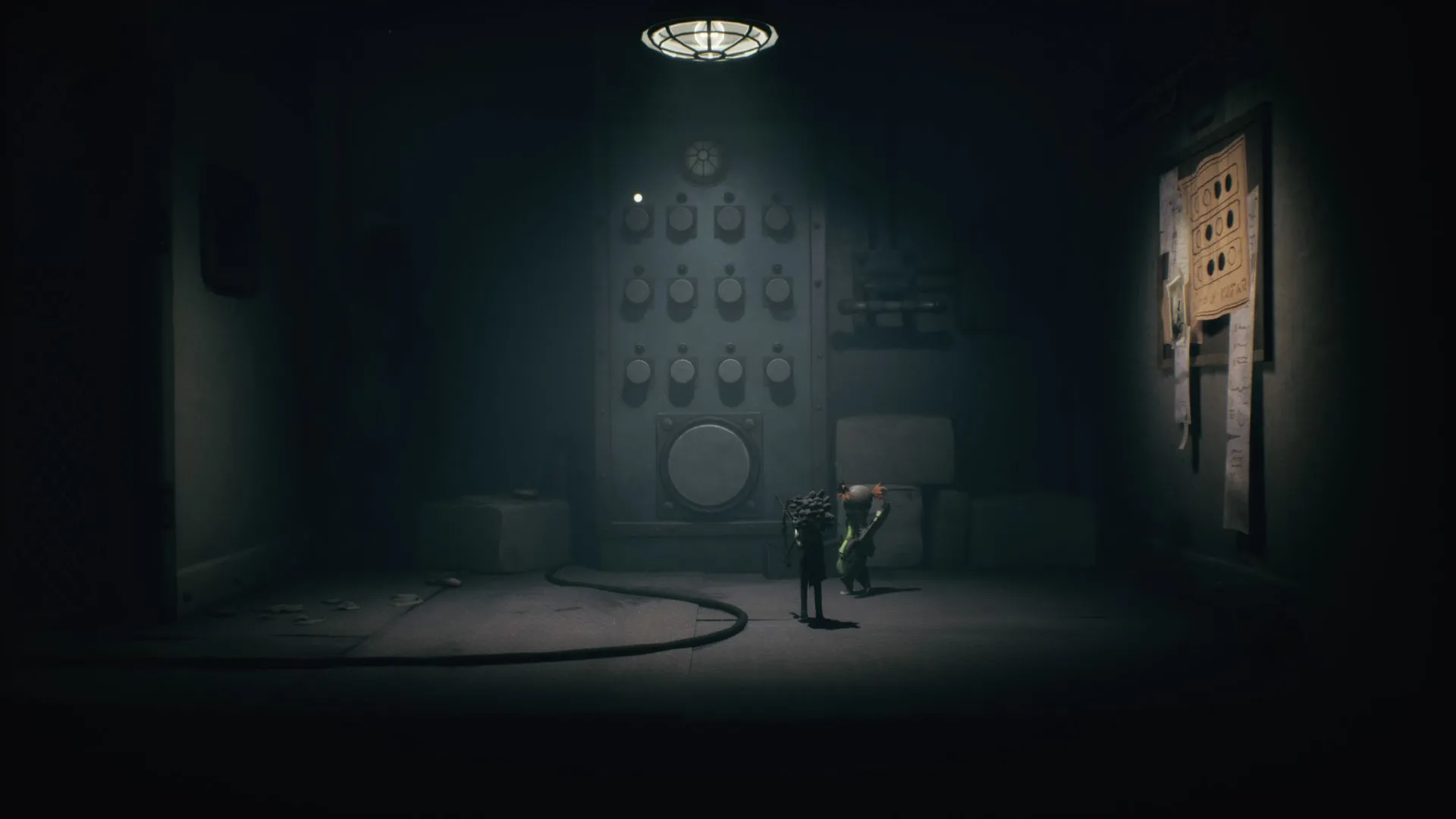 Các câu đố trong Little Nightmares 3, cơ chế vũ khí cung và cờ-lê được tận dụng trong giải đố