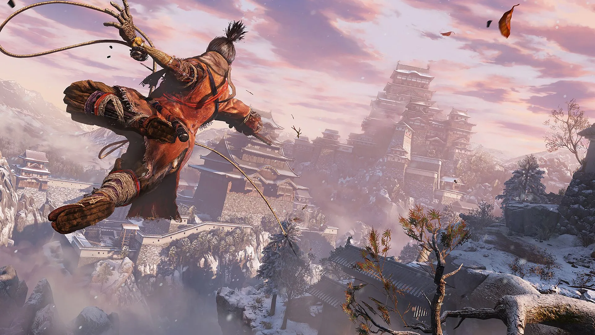 Cảnh chiến đấu kịch tính trong Sekiro: tông màu tối, nhịp parry căng thẳng
