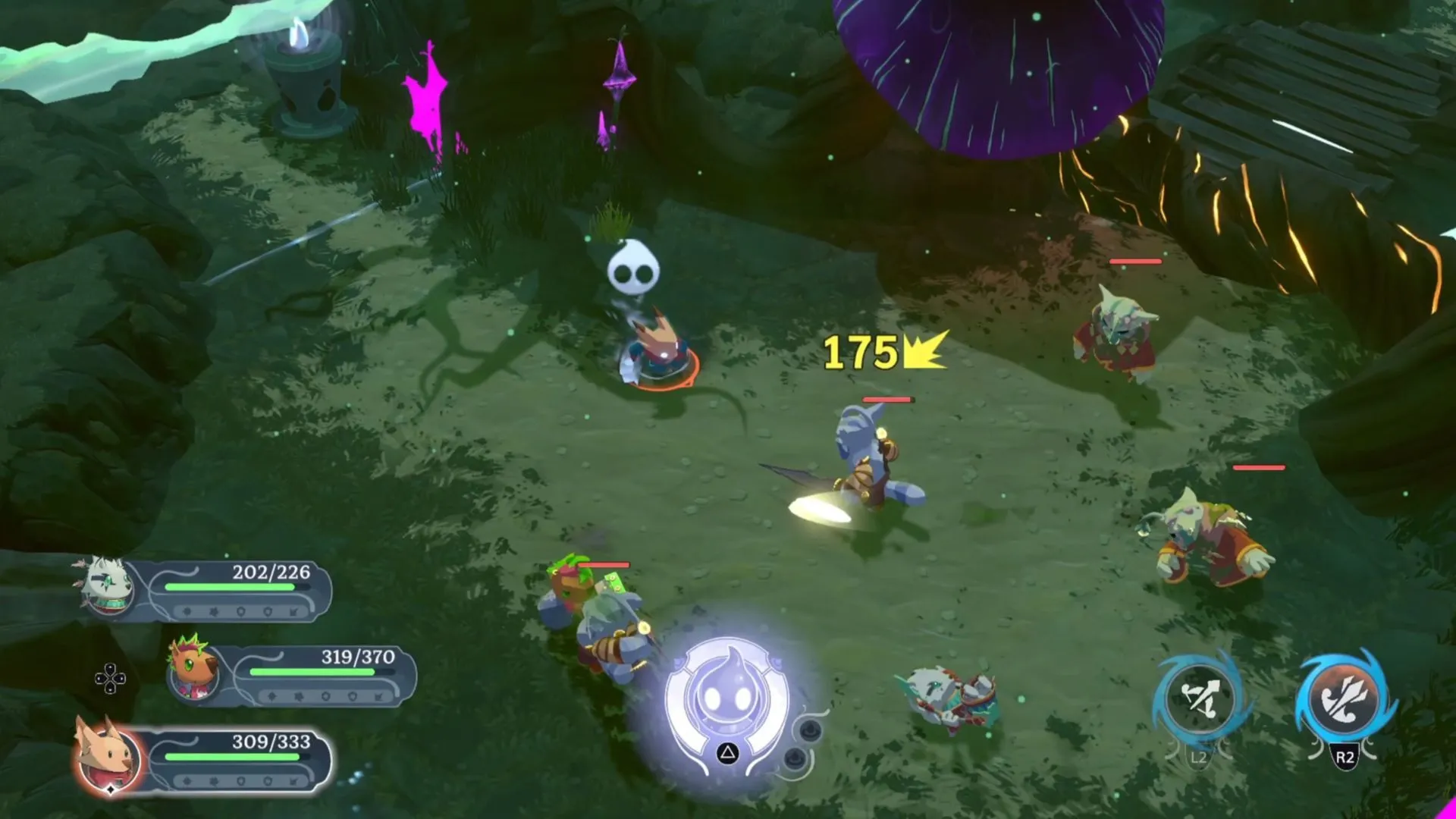 Giao diện combat top-down và đòn Ultimate của The Lonesome Guild trong trận đấu